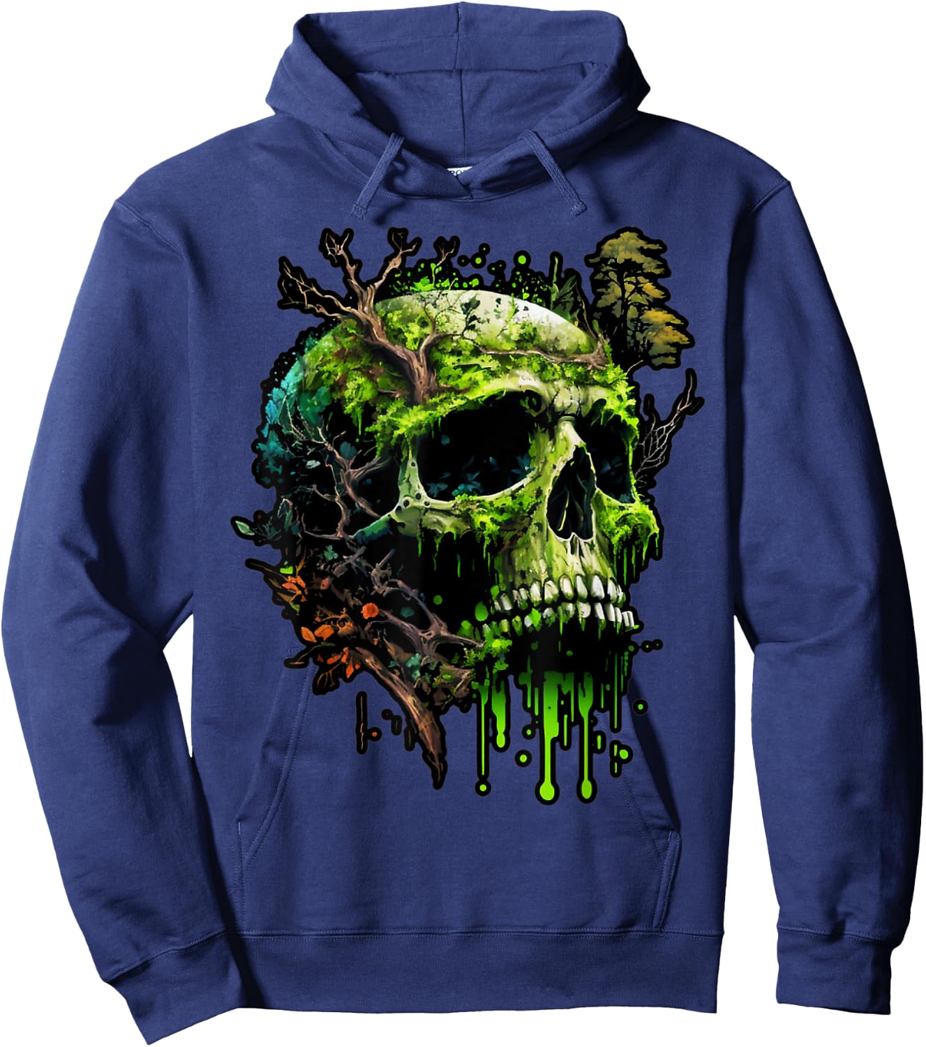 Forest Skull Wildlife Trees Nature Retro Hoodie - Hoodie | Navy