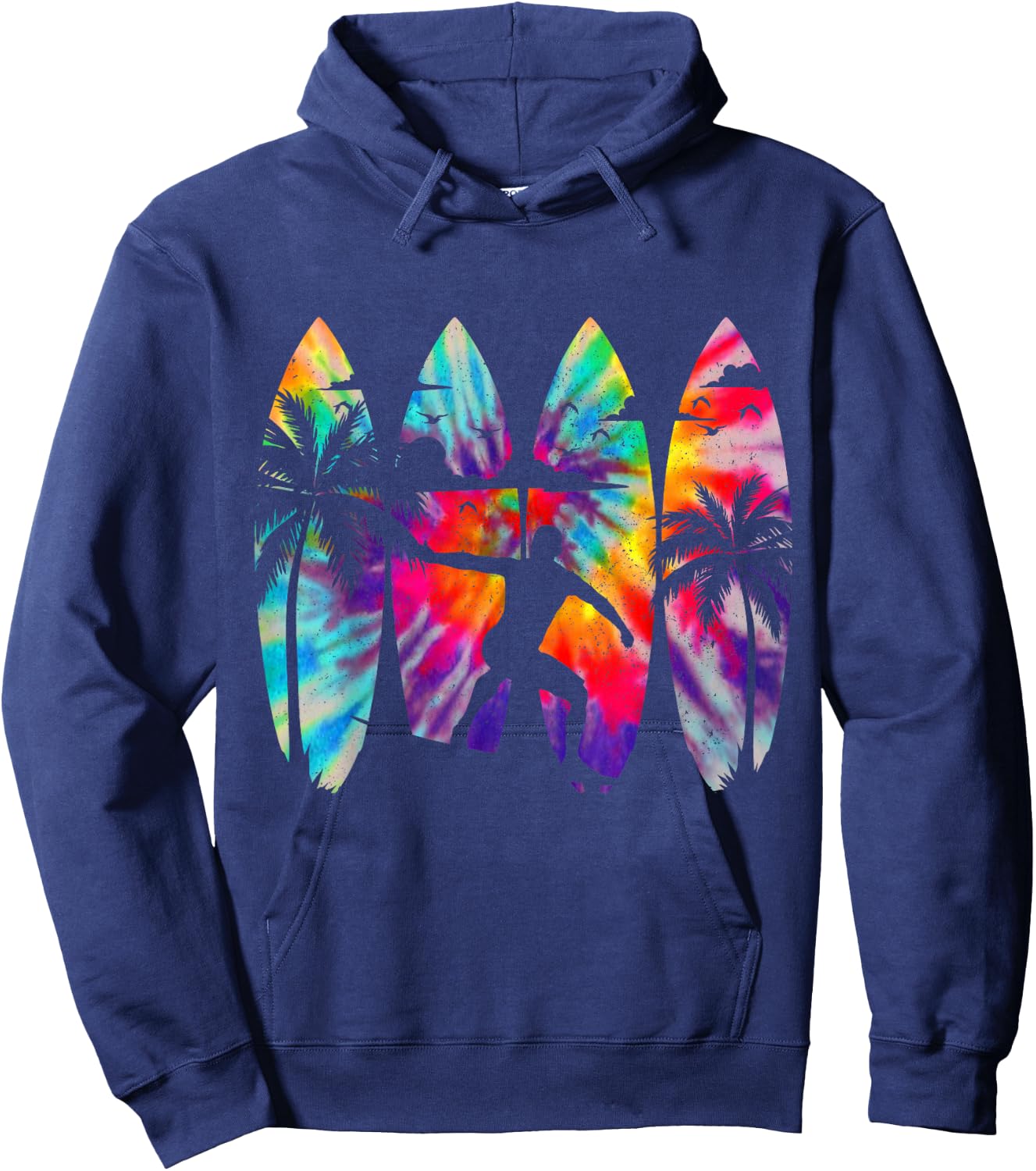 Surfer Surfboard Vintage Surfing Beach Summer Surf Tie Dye Hoodie - Hoodie | Navy