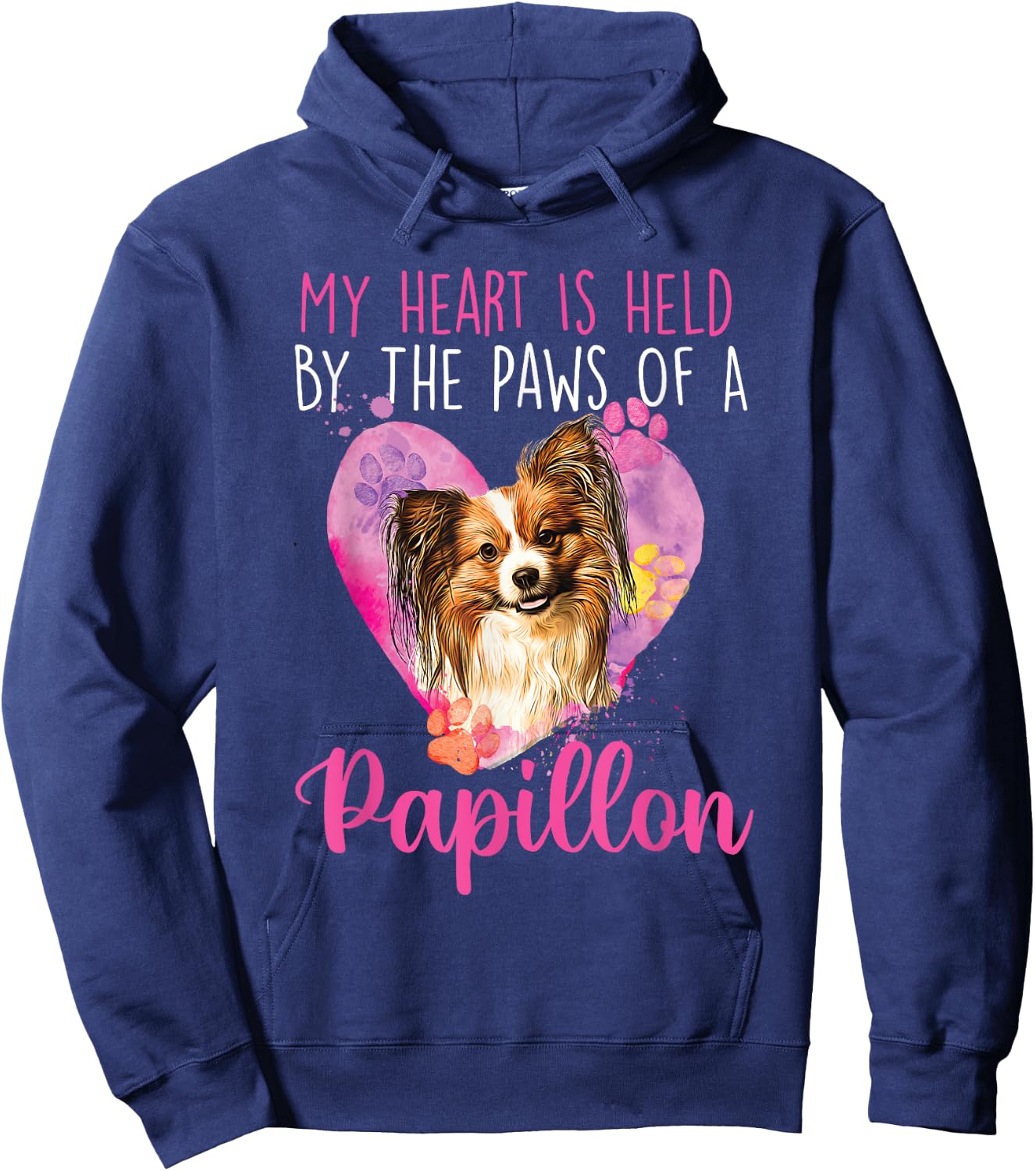 My Heart Is Held By The Paws Of A Papillon - Dogs Breeder Hoodie - Hoodie | Navy