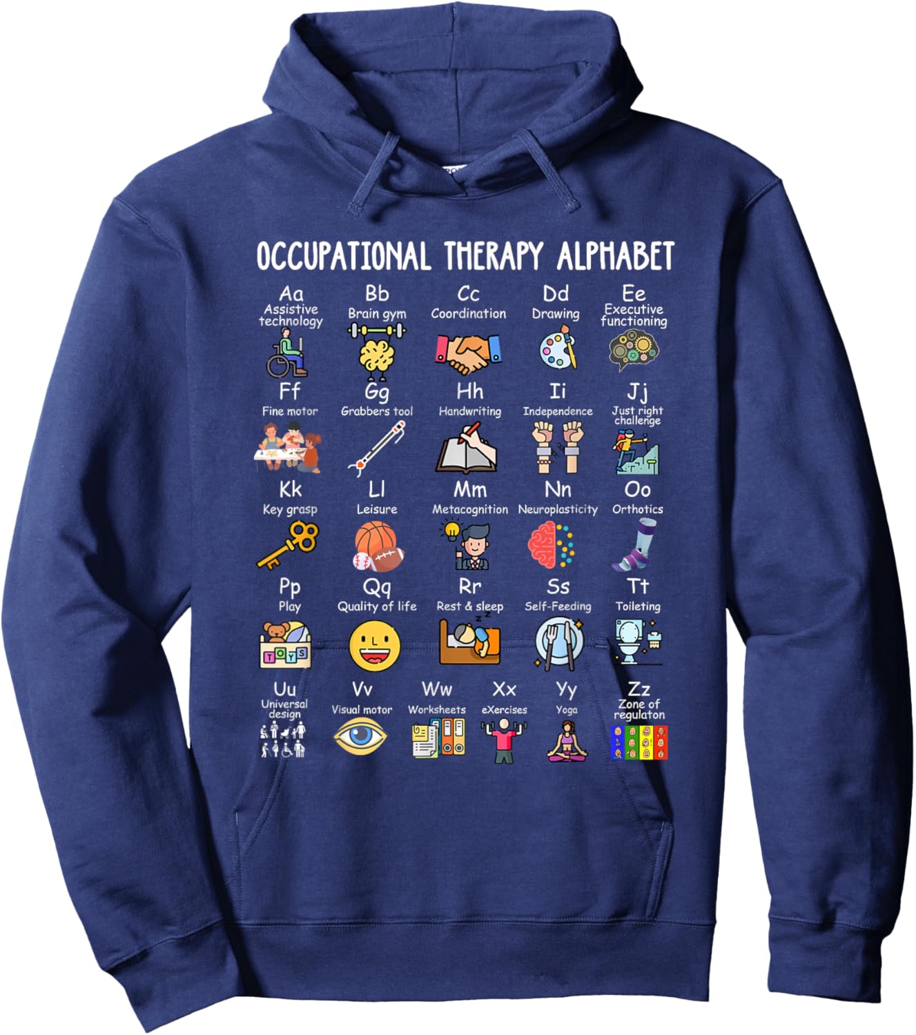 Occupational Therapy Alphabet OTA Funny Teacher Lover ABCs Men Women Kids Hoodie - Hoodie | Navy
