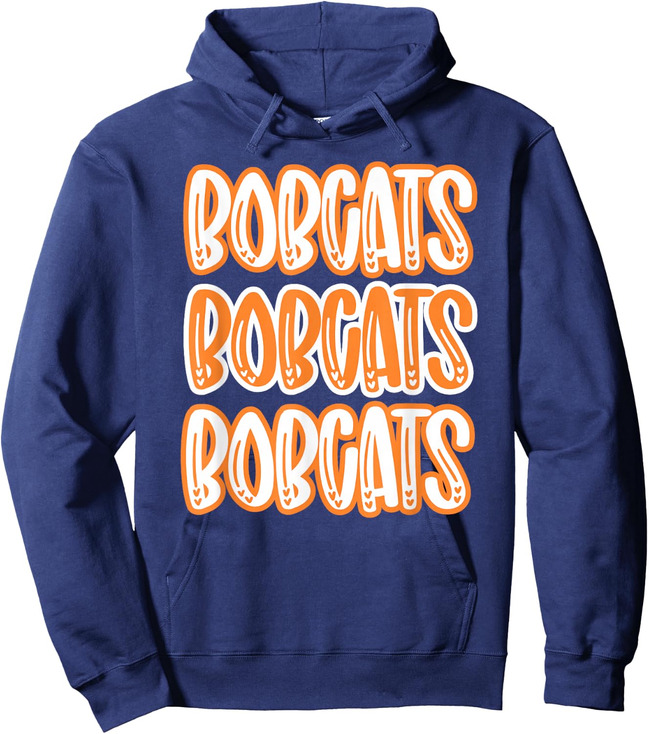Bobcats Repeating Orange White School Spirit Hoodie - Hoodie | Navy