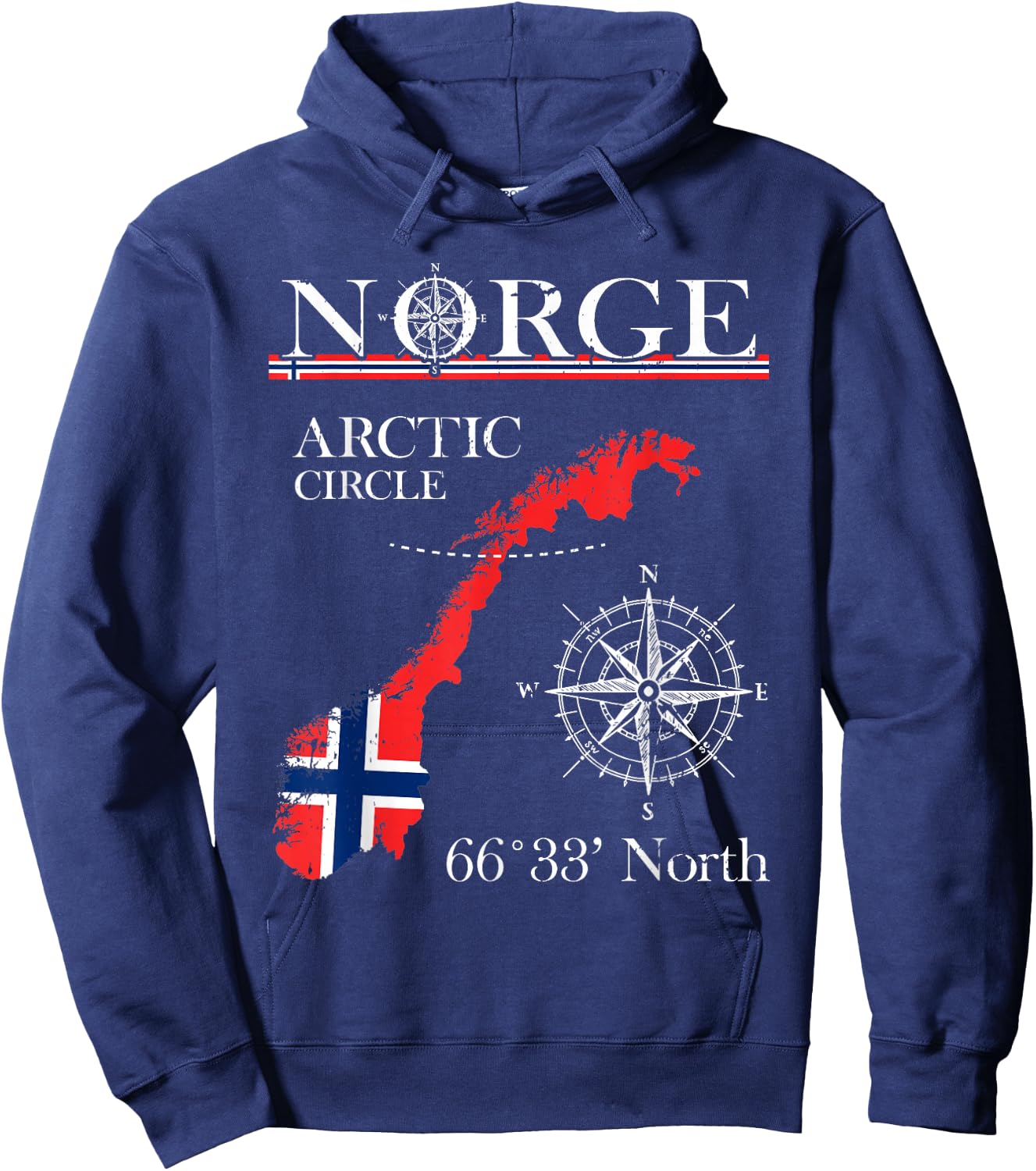 Norge Arctic Circle - Polar North Norway Norwegian Flag Hoodie - Hoodie | Navy