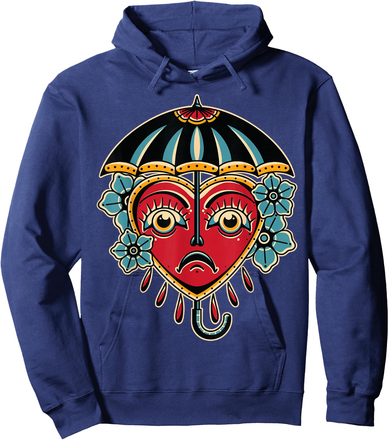 Umbrella American Traditional Tattoo Ink Old School Flash Hoodie - Hoodie | Navy