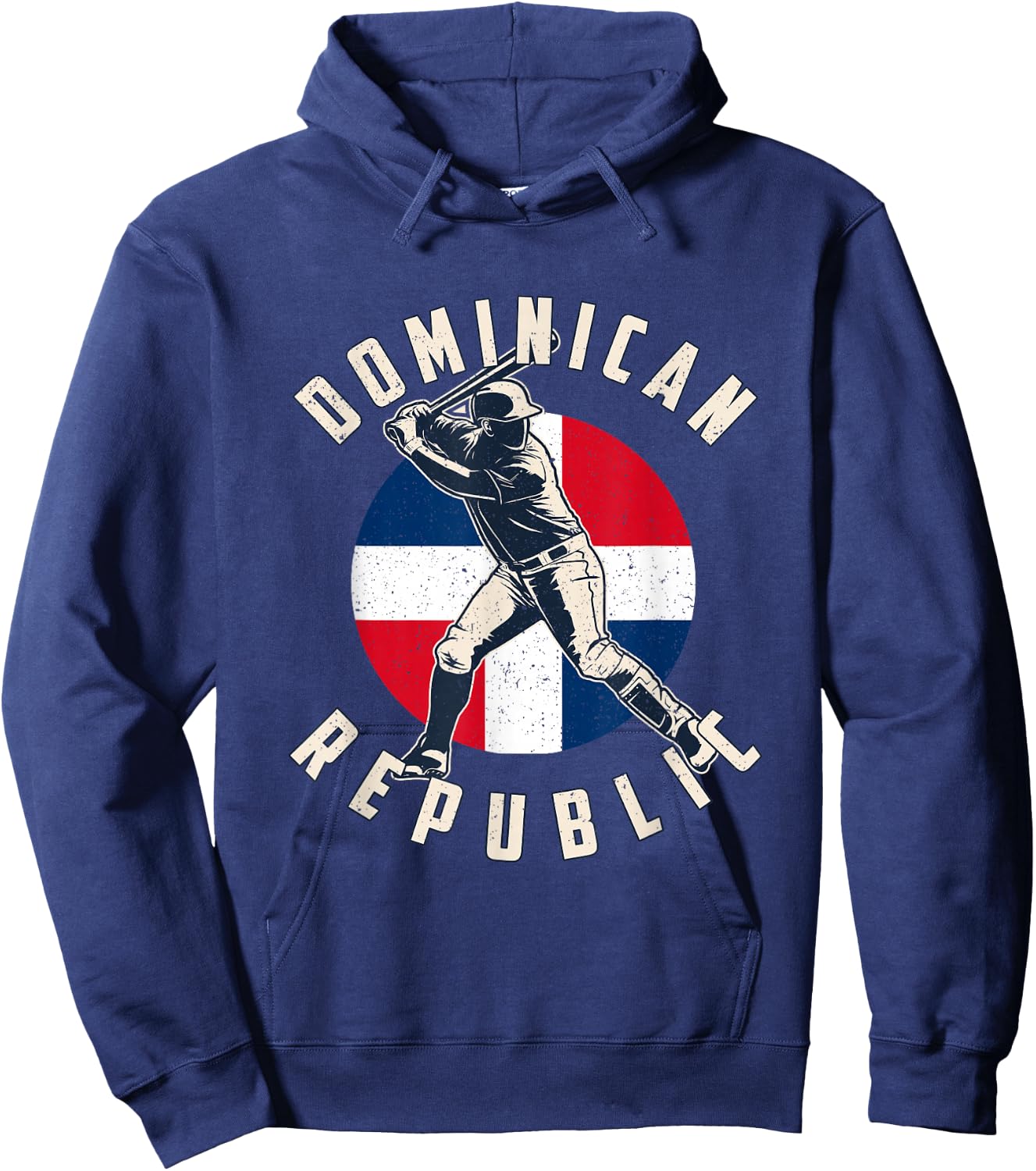 Vintage Dominican Baseball Batter Dominican Republic Flag Hoodie - Hoodie | Navy