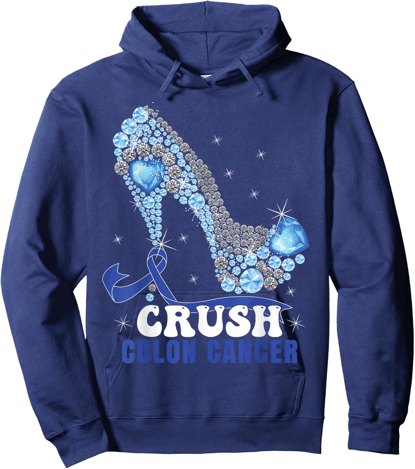 Blue Ribbon Women Colonscopy Colorectal Colon Cancer Small Hoodie - Hoodie | Navy