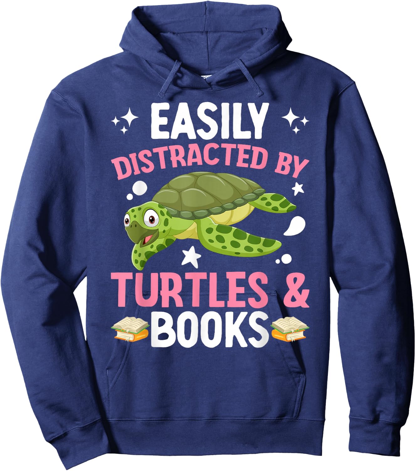 Distracted By Turtles & Books Turtle Lover Books Lover Hoodie - Hoodie | Navy