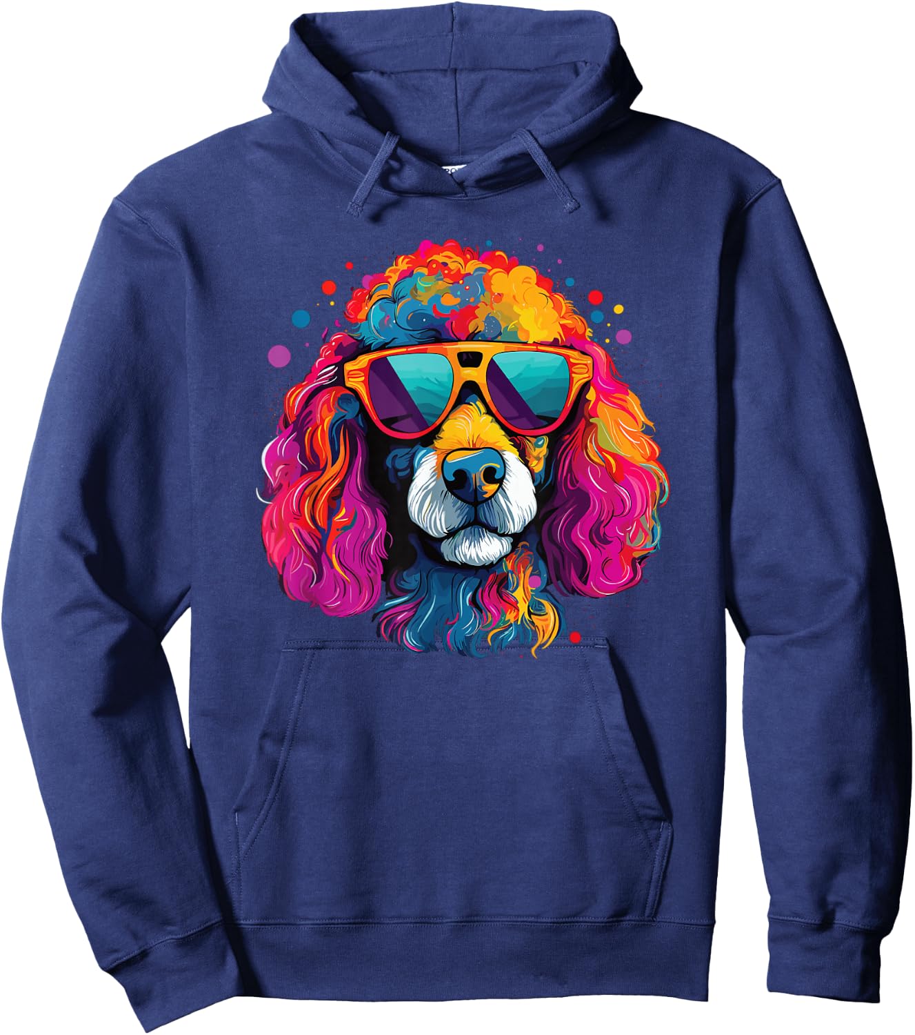 Watercolor Colorful Poodle Dogs Hoodie - Hoodie | Navy