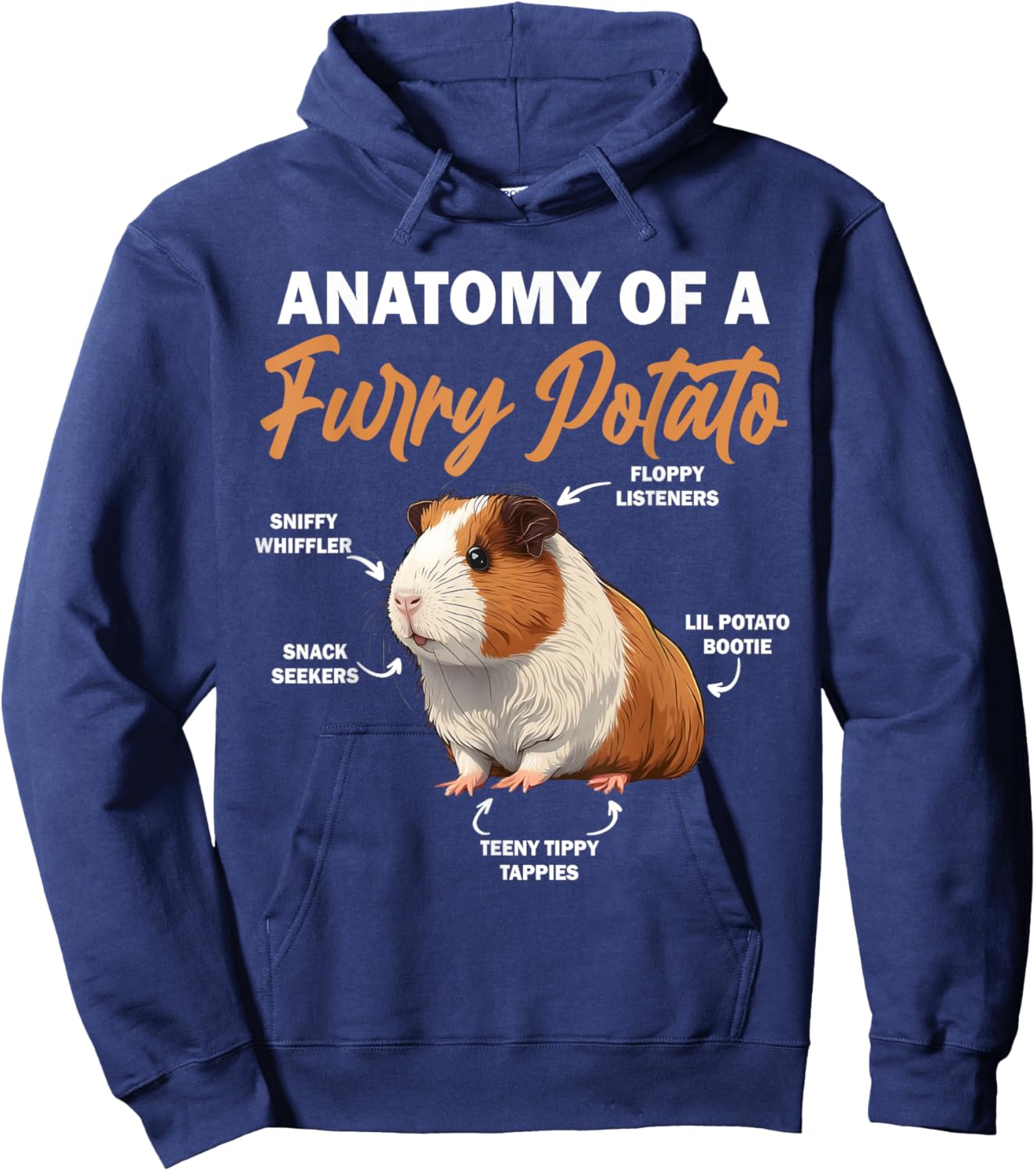 Guinea Pig Shirt Anatomy Of A Furry Potato Guinea Pig Funny Hoodie - Hoodie | Navy