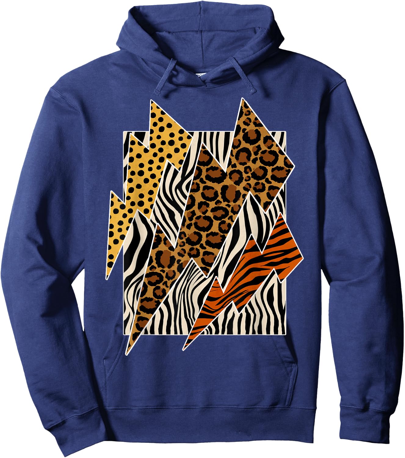 Tiger Leopard Cheetah Zebra Lightning Animal Print Hoodie - Hoodie | Navy