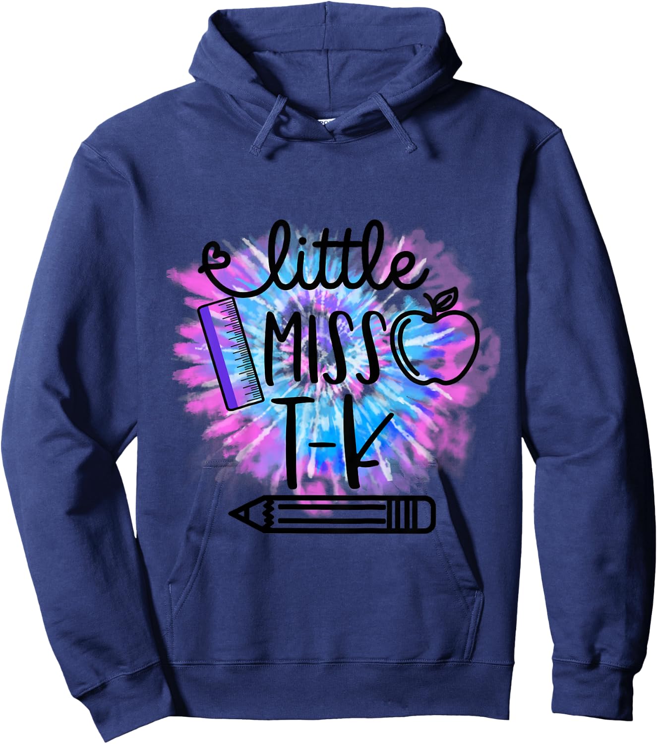Kids Little Miss T K Toddler Girls Tie Dye First Day of TK Hoodie - Hoodie | Navy