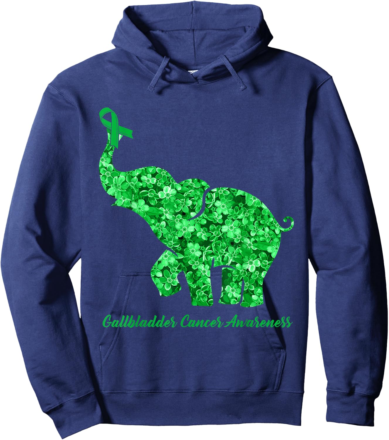 Elephant With Flower Gallbladder Cancer Awareness Ribbon Hoodie - Hoodie | Navy