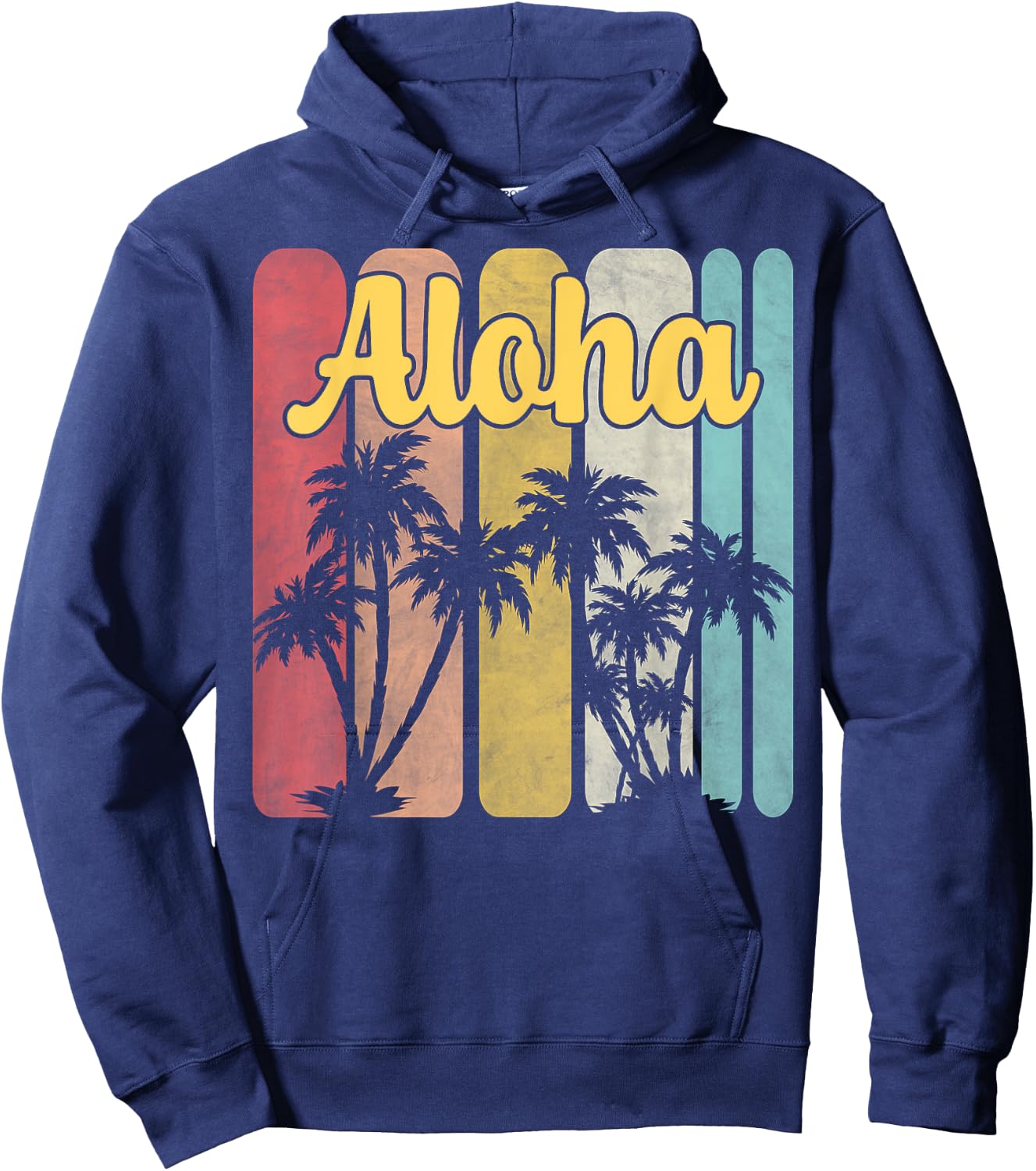 Aloha Hawaii Hawaiian Island Palm Tree Summer Tropical Beach Men Women Girls Kids Hoodie - Hoodie | Navy