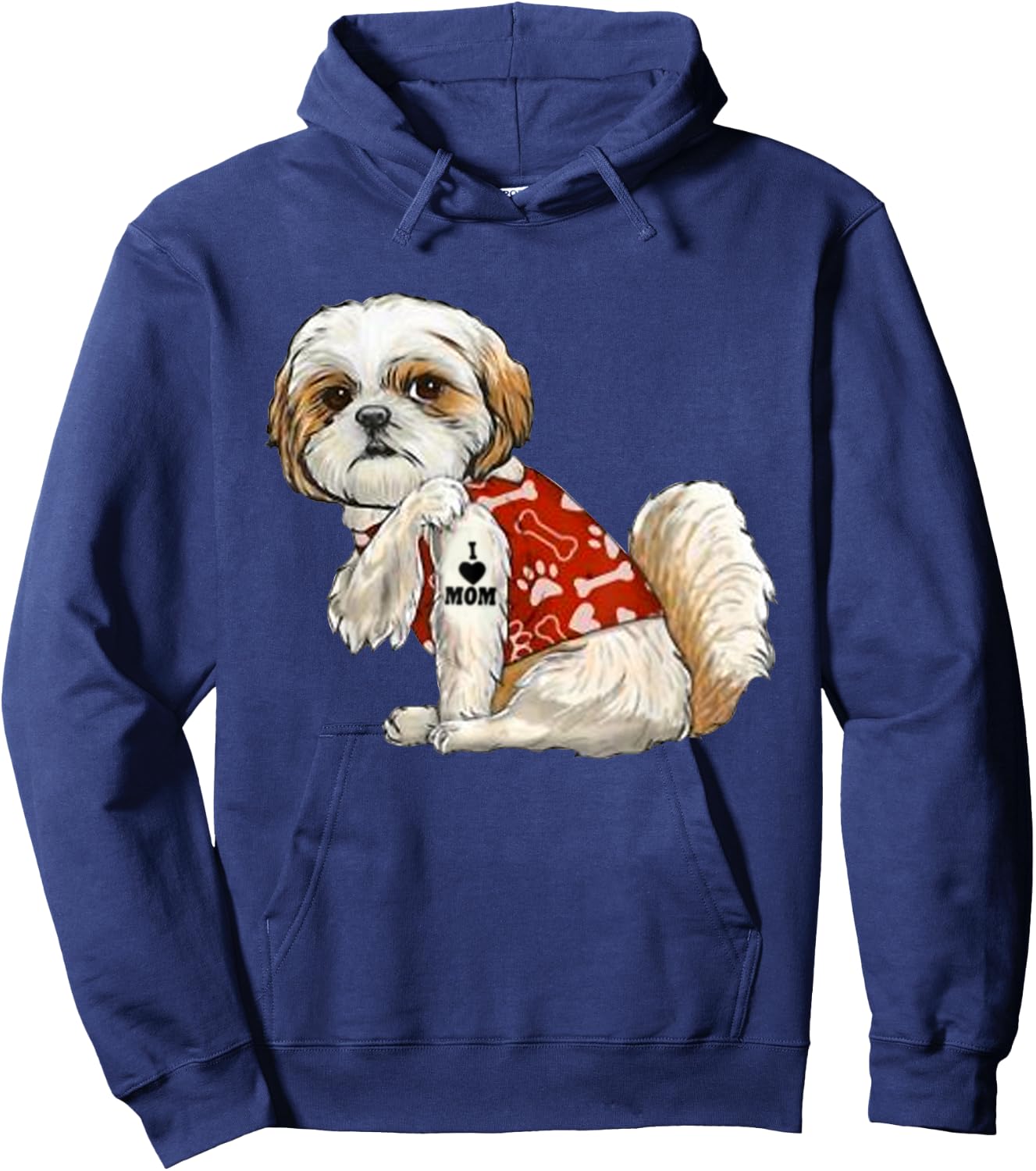 I Love Mom Tattoo Shih Tzu Mom Funny Mother's Day Gift Hoodie - Hoodie | Navy