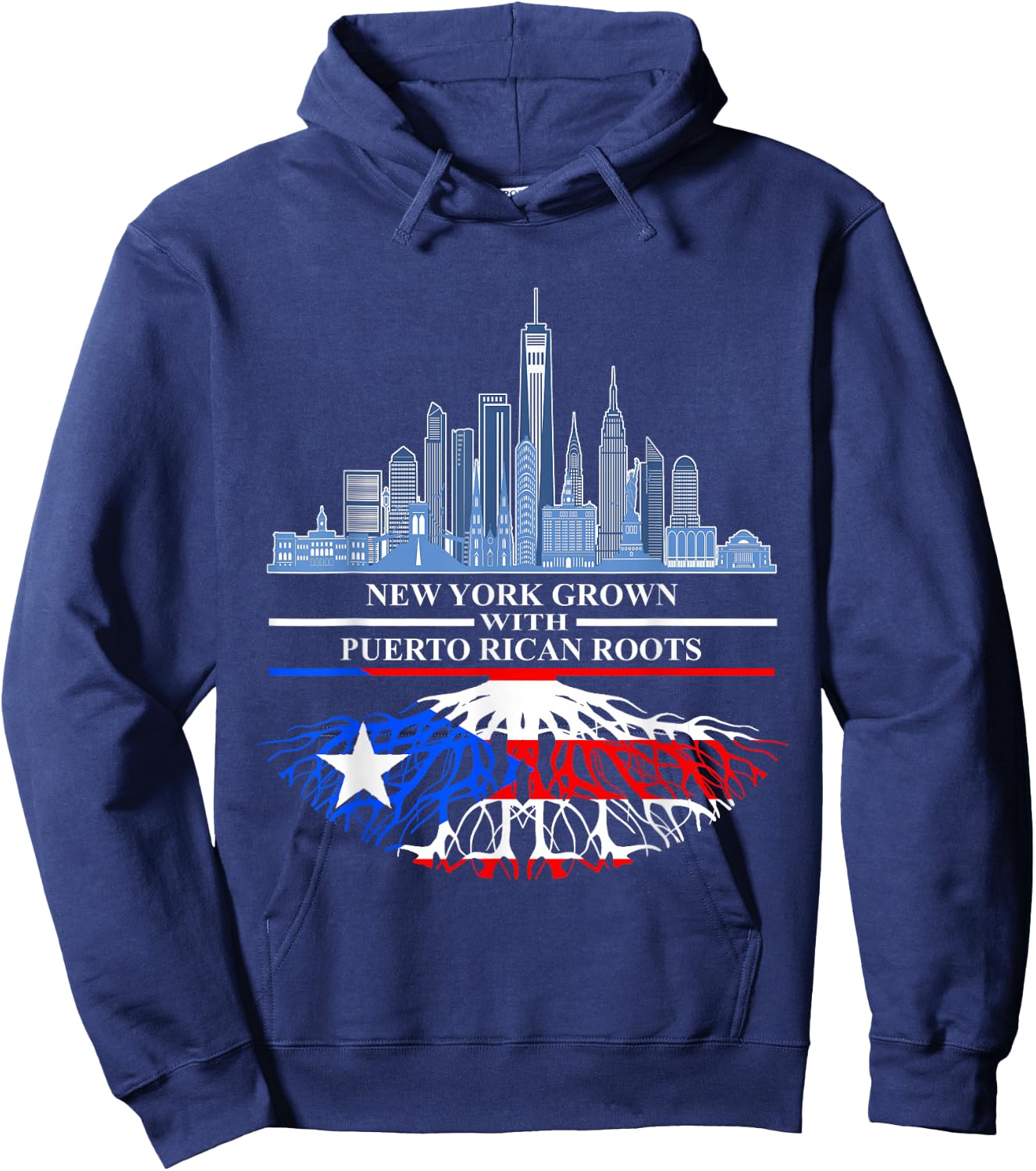 New Yorker Half Puerto Rican New York City Puerto Rico Flag Hoodie - Hoodie | Navy
