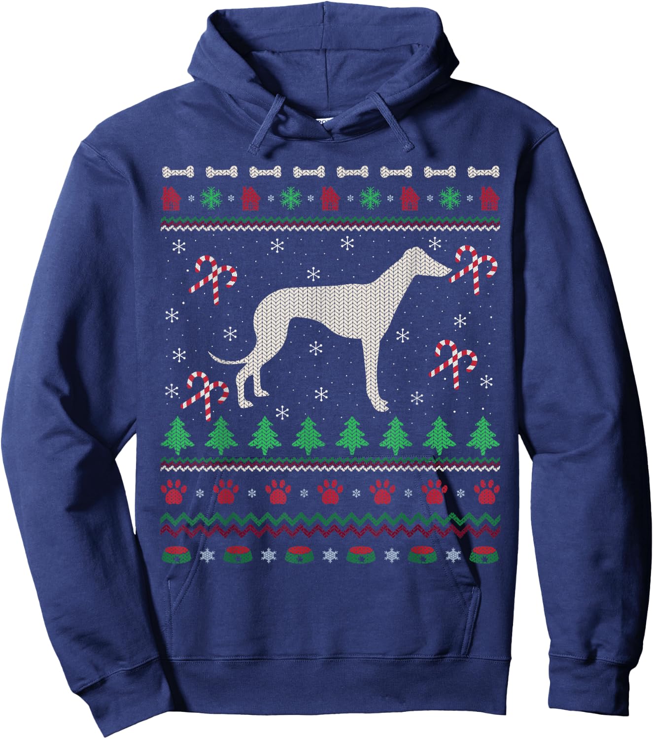 Ugly Xmas Sweater Santa Italian Greyhound Dog Christmas Men Women Kids Hoodie - Hoodie | Navy