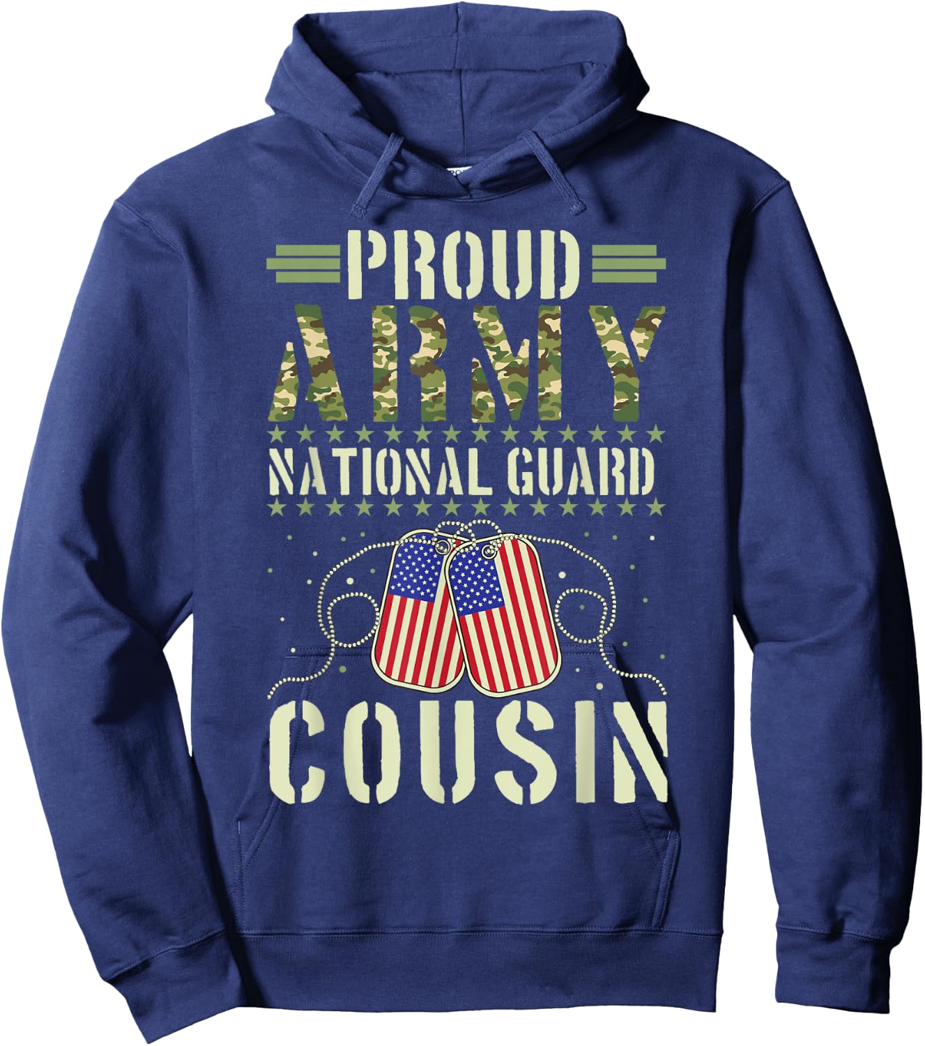 Proud Army National Guard Cousin USA Military Veterans Day Hoodie - Hoodie | Navy