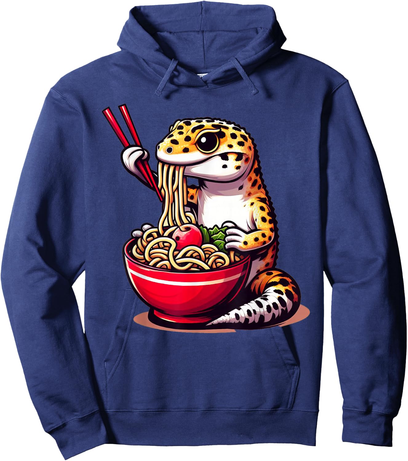 Gecko Anime Japanese Kawaii Ramen Reptile Leopard Gecko Hoodie - Hoodie | Navy