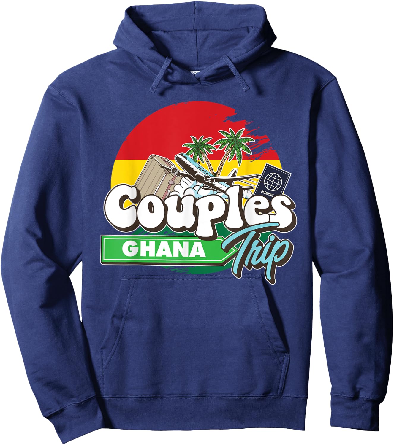 Couples Trip Ghana Bound Couple Travel Goal Vacation Trip Hoodie - Hoodie | Navy