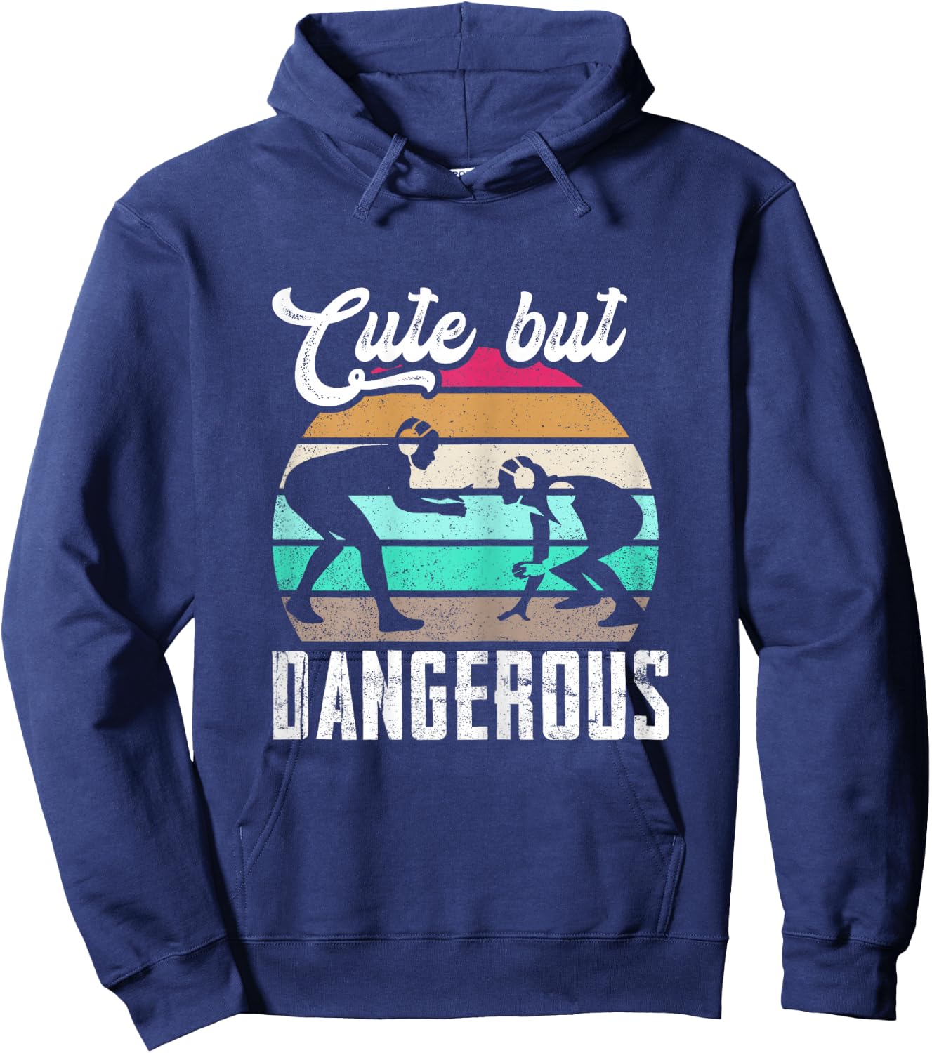Cute But Dangerous Girls Wrestling Women Teen Girls Hoodie - Hoodie | Navy