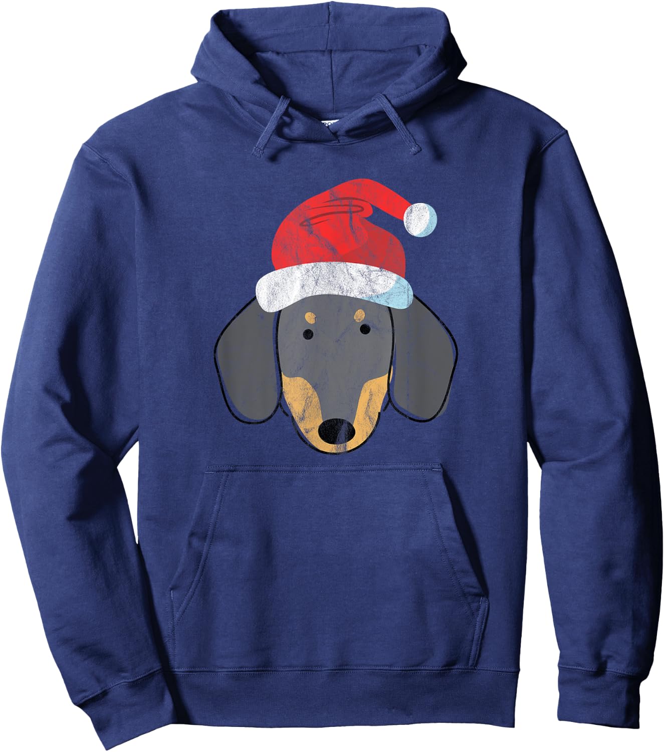 Santa Hat Dachshund PJs Christmas Xmas Wiener Weiner Dog Men Women Hoodie - Hoodie | Navy