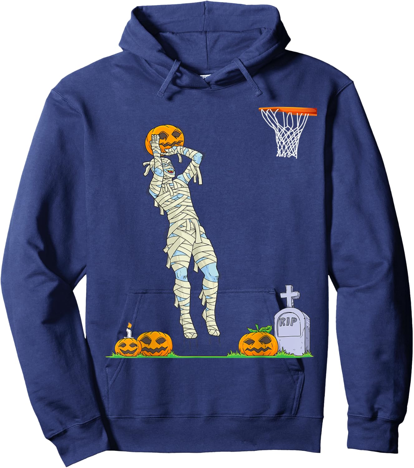 Funny Mummy Basketball Halloween Pumpkin Hoodie - Hoodie | Navy