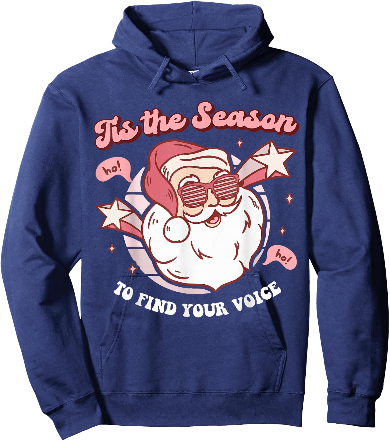 Speech Language Therapy Christmas Retro SLP Santa Therapist Hoodie - Hoodie | Navy