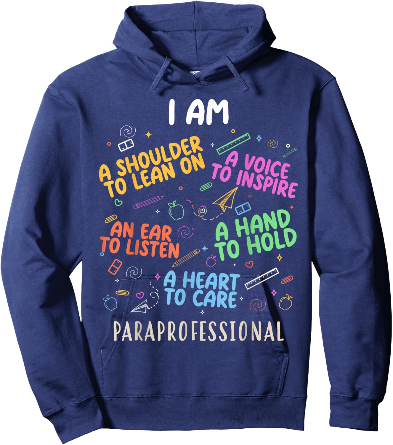 Funny Paraeducator Heart To Care Paraprofessional Teachers Hoodie - Hoodie | Navy