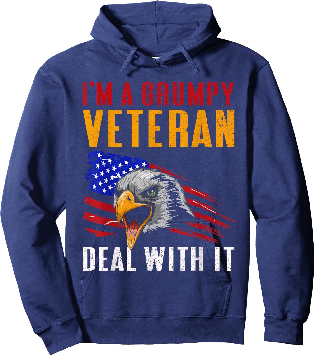 I'm A Grumpy Veteran Deal With It USA Proud American Veteran Hoodie - Hoodie | Navy