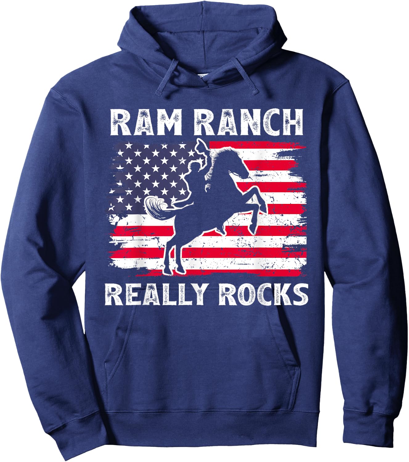 Ram Ranch Really Rocks Vintage Western Life Country USA FLag Women Men Hoodie - Hoodie | Navy