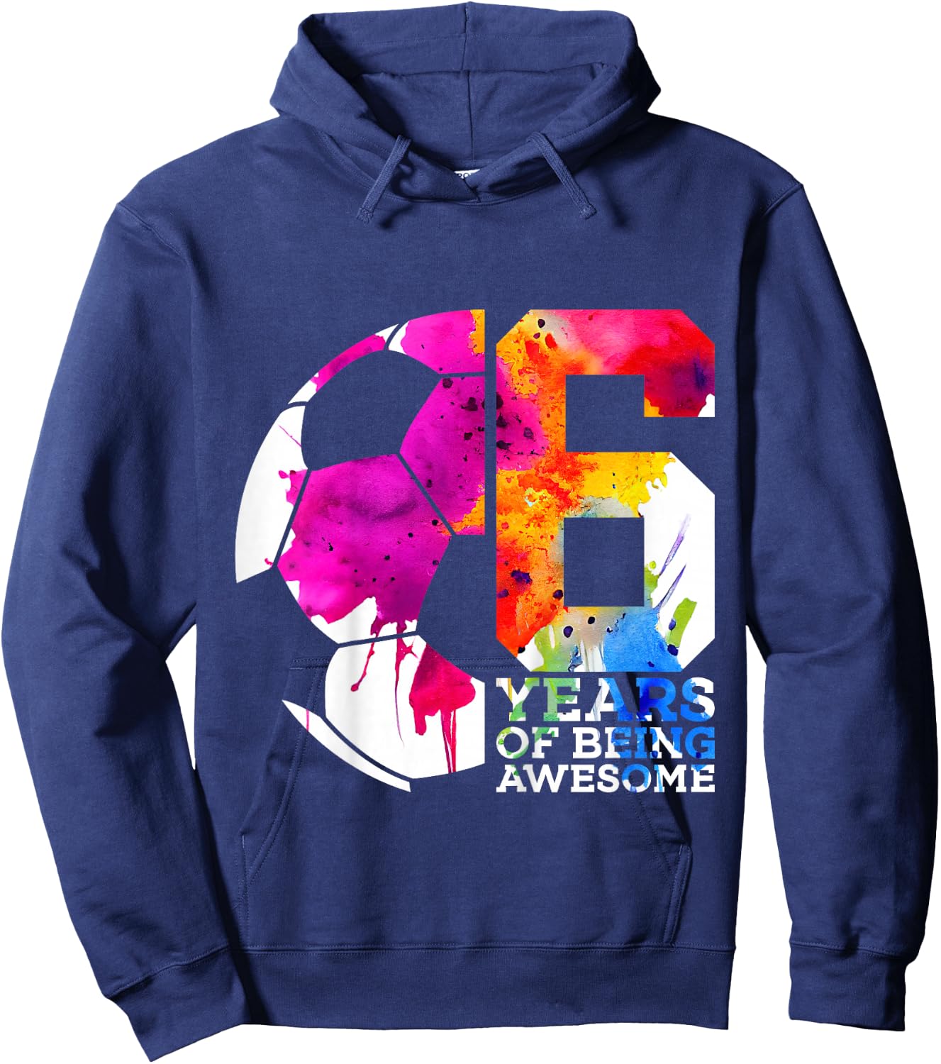 Kids 6 YEARS OF BEING AWESOME SOCCER 6TH BIRTHDAY Hoodie - Hoodie | Navy