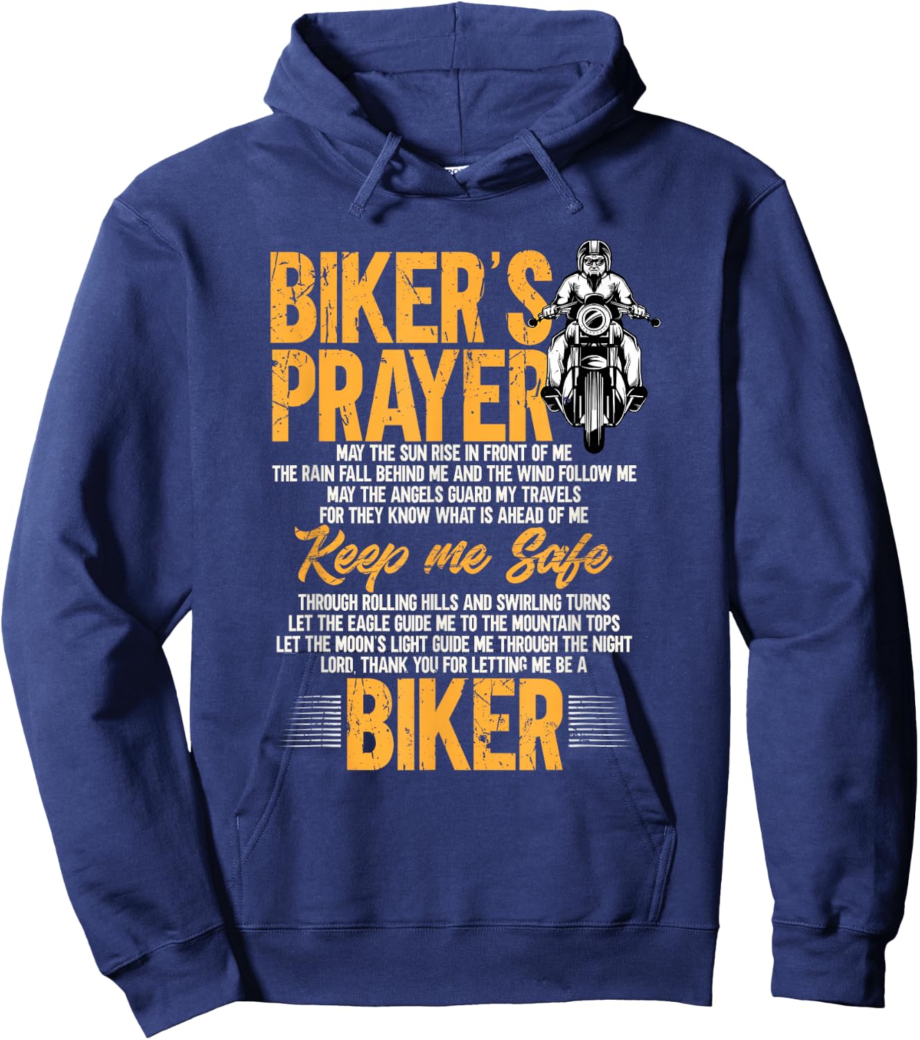 Biker's Prayer Vintage Motorcycle Biker Biking Motorcycling Hoodie - Hoodie | Navy