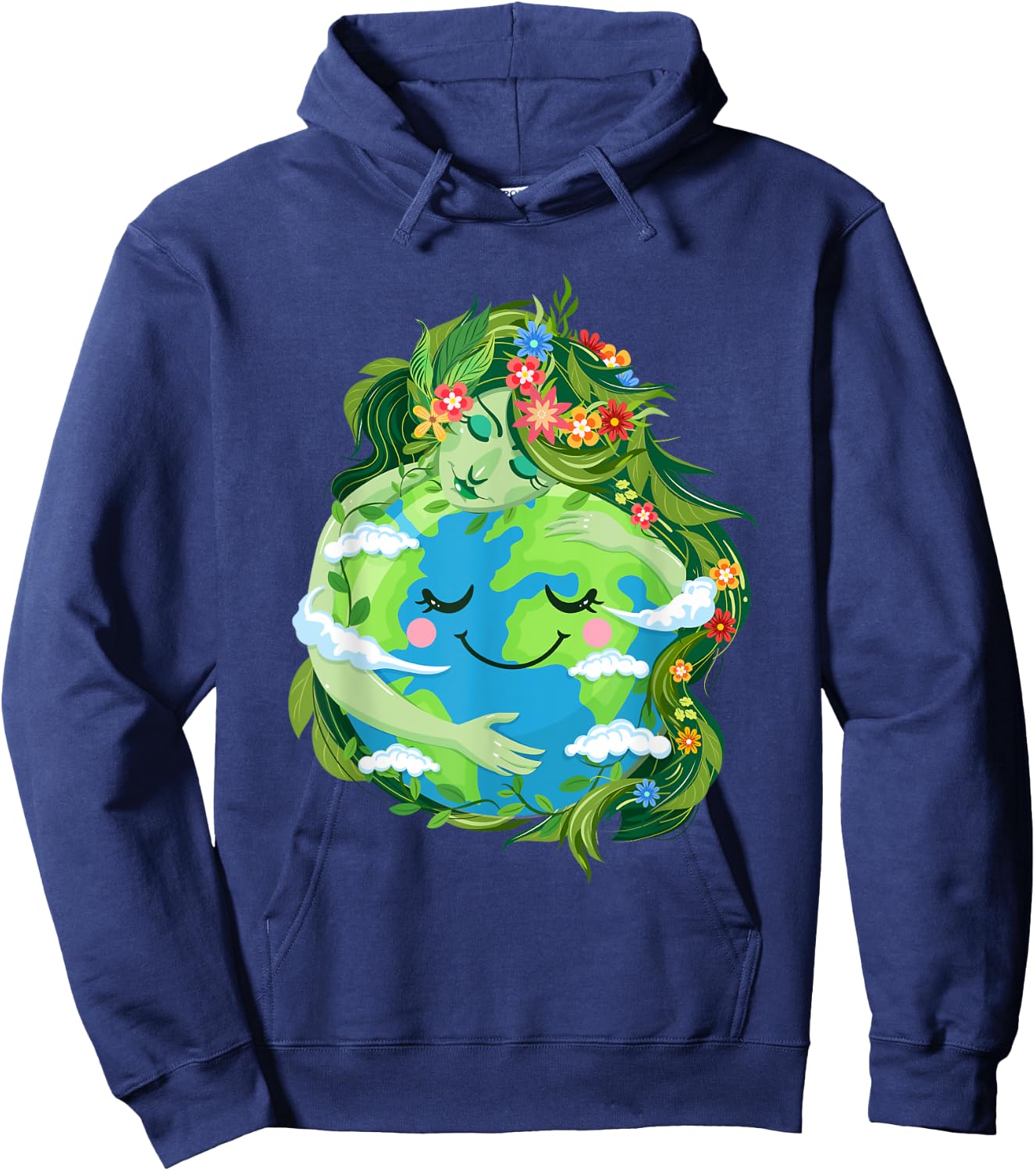 Cute Green Mother Gaia Save Our Planet Earth Day Women Girl Hoodie - Hoodie | Navy