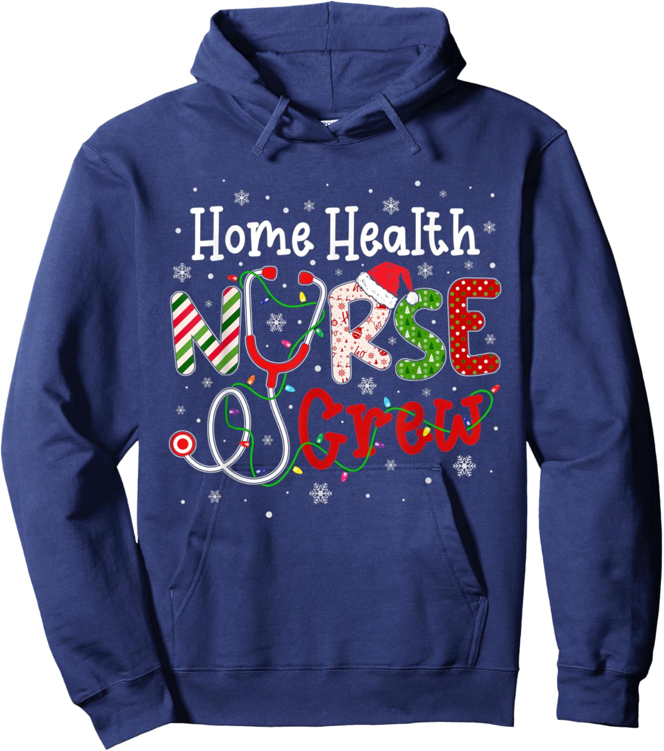 Home Health Christmas Nurse Crew Nursing Christmas Pattern Hoodie - Hoodie | Navy