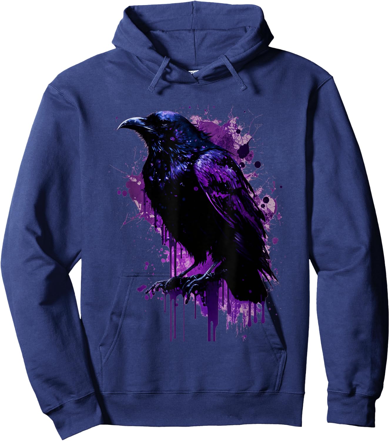 Beautiful Black Crow Raven Bird Purple Stain Men Women Hoodie - Hoodie | Navy