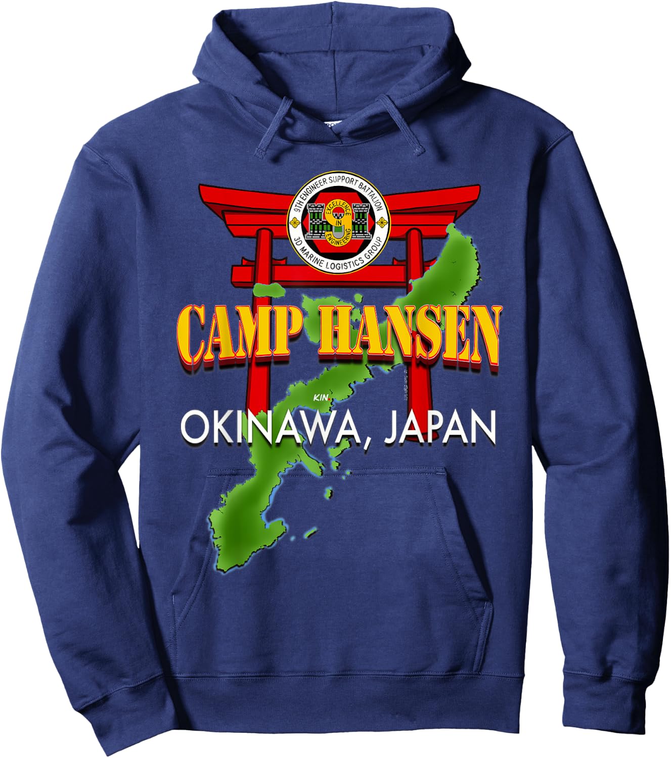 9th Engineer Support Battalion Camp Hansen Okinawa Japan Hoodie - Hoodie | Navy