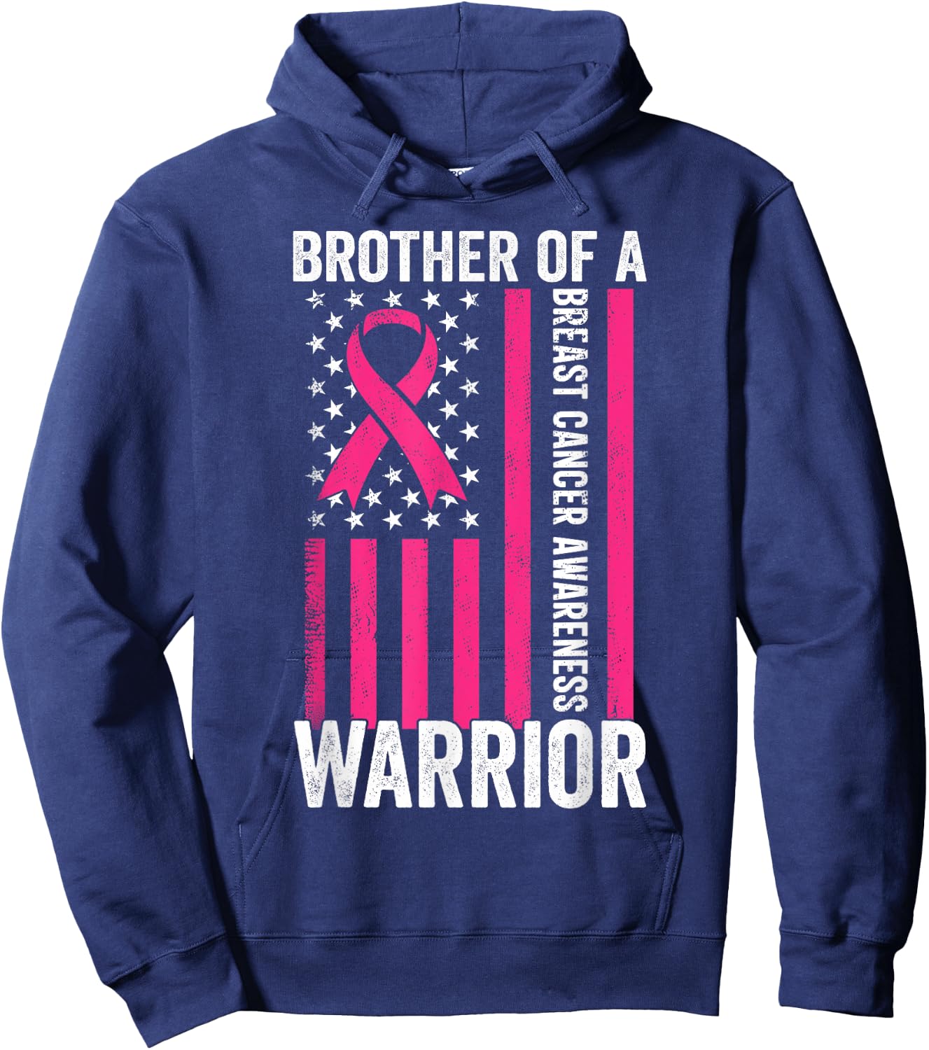 Brother Of A Warrior Breast Cancer Awareness Support Squads Hoodie - Hoodie | Navy