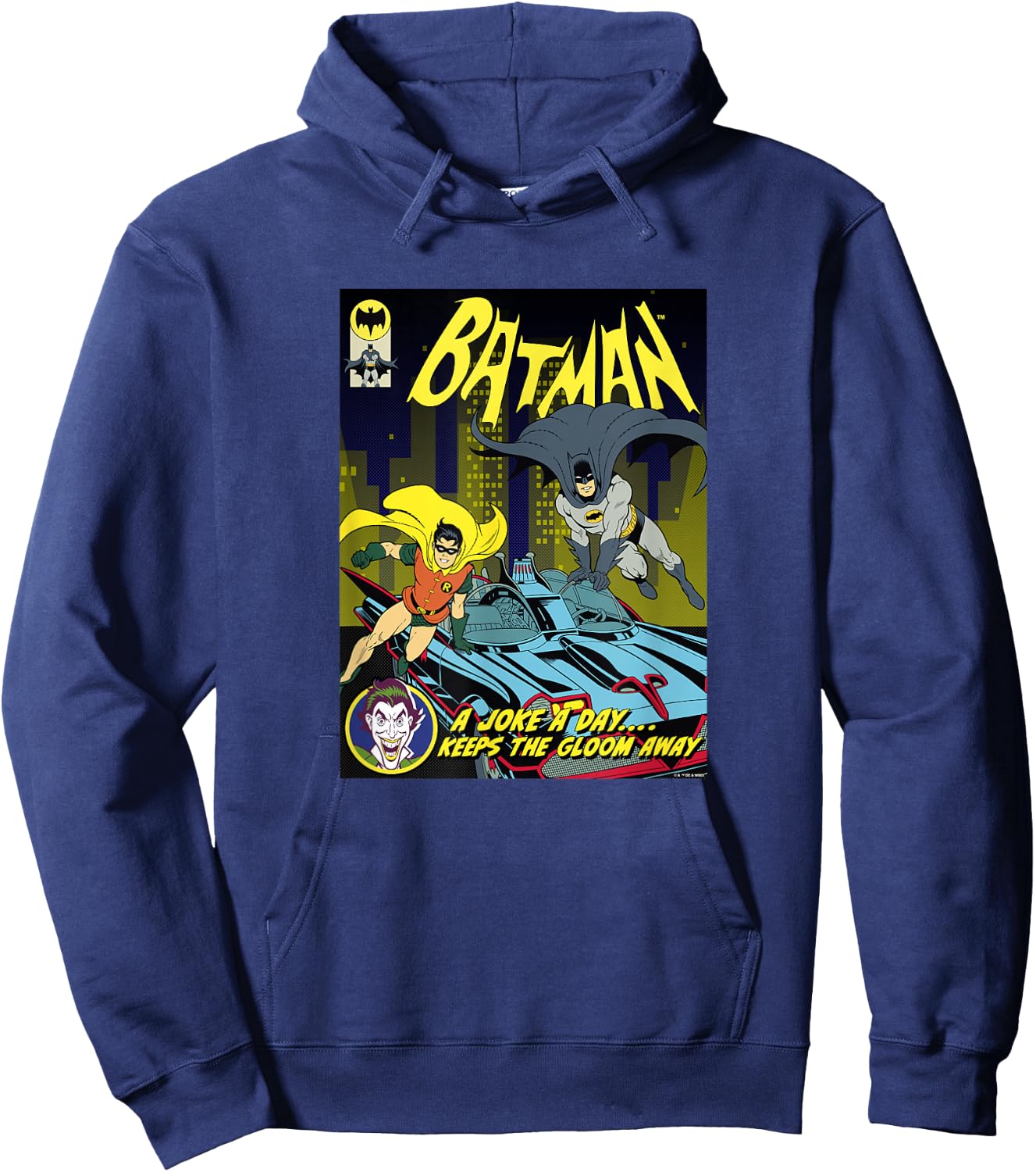 Batman Vintage 60's Batman & Robin Batmobile Comic Cover Hoodie - Hoodie | Navy
