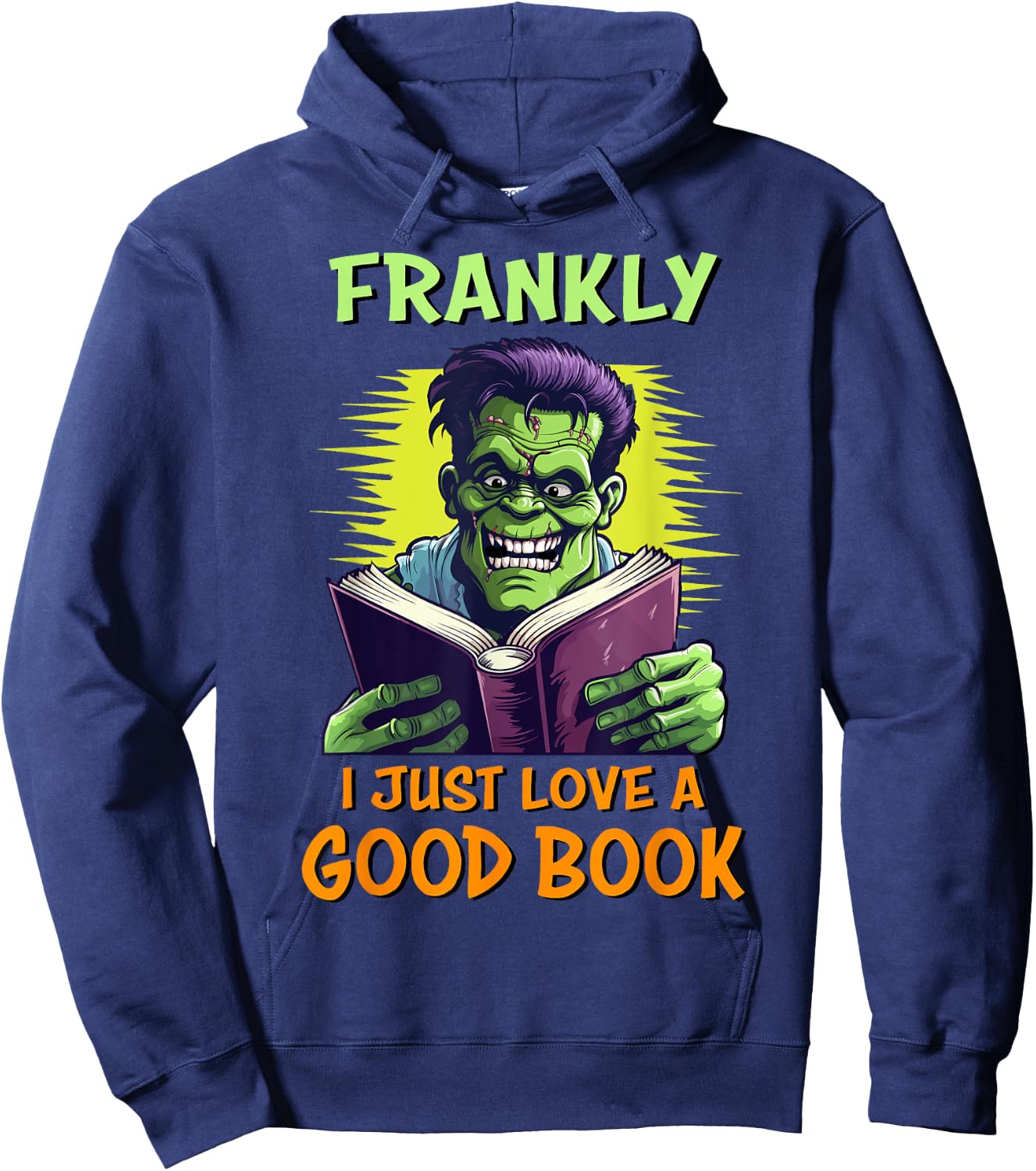 Funny Halloween Teacher Librarian Frankenstein Reading Books Hoodie - Hoodie | Navy