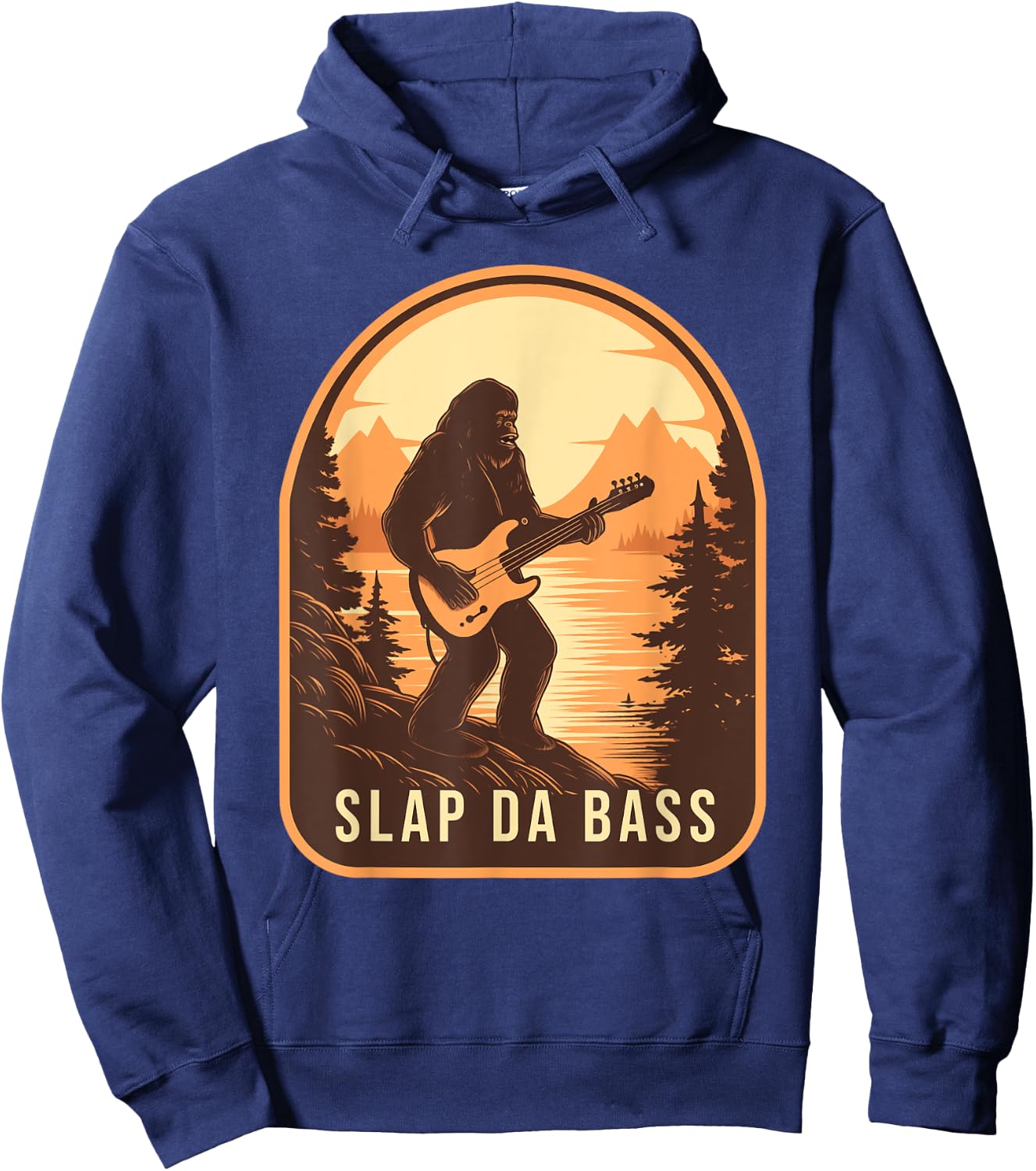 Funny Bigfoot Slap Da Bass Sasquatch Music Lover Bassist Hoodie - Hoodie | Navy