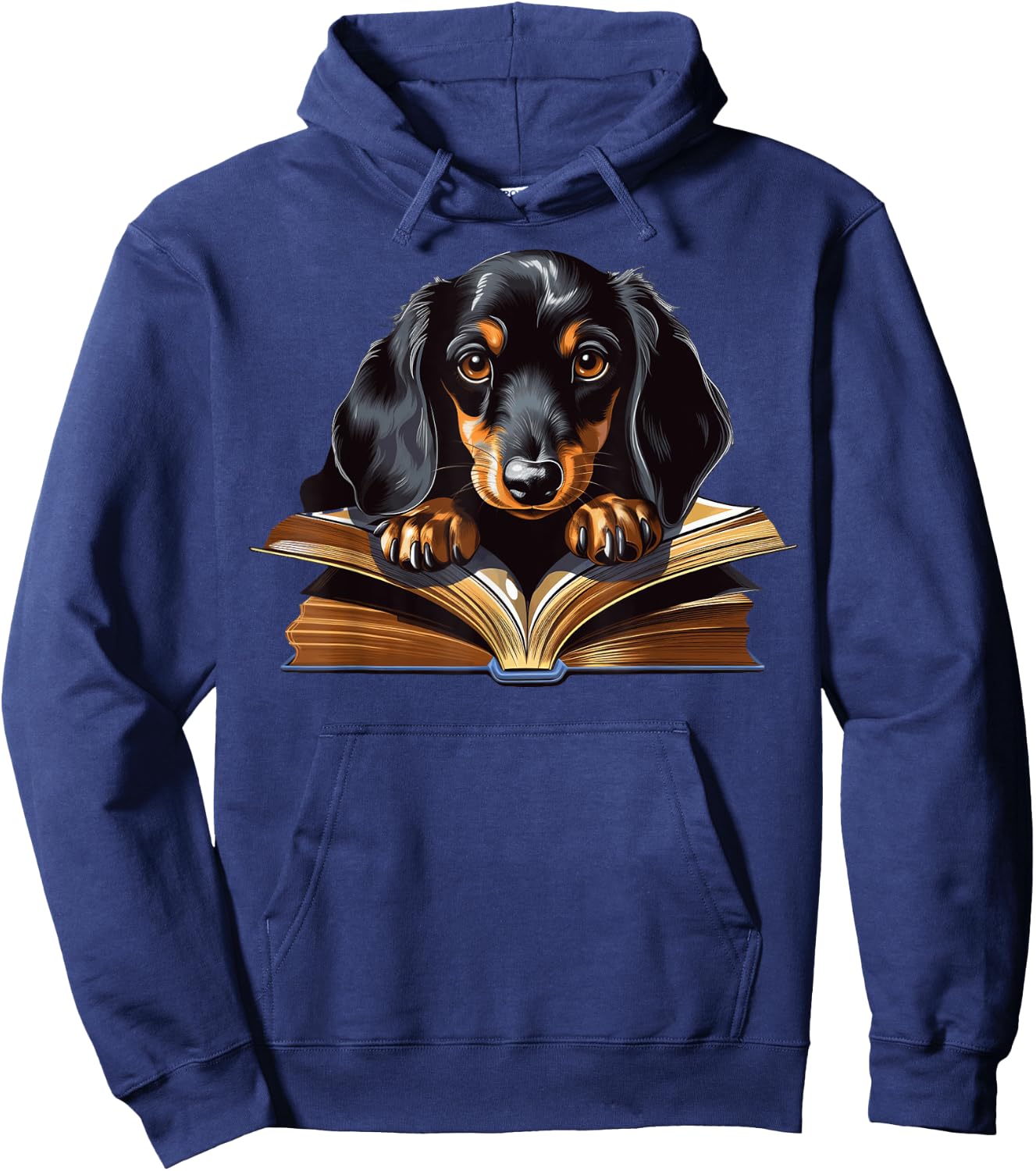 Dachshund Dog Reading Book Men Women Kids Hoodie - Hoodie | Navy