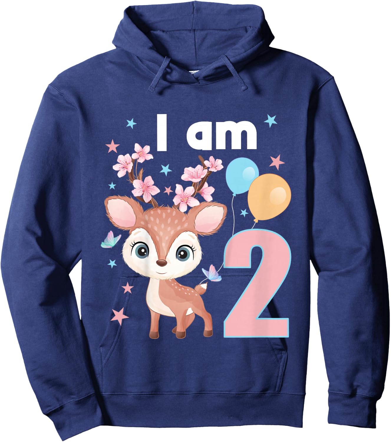 Kids 2 Years old 2 birthday outfit Boy girl Deer Hoodie - Hoodie | Navy