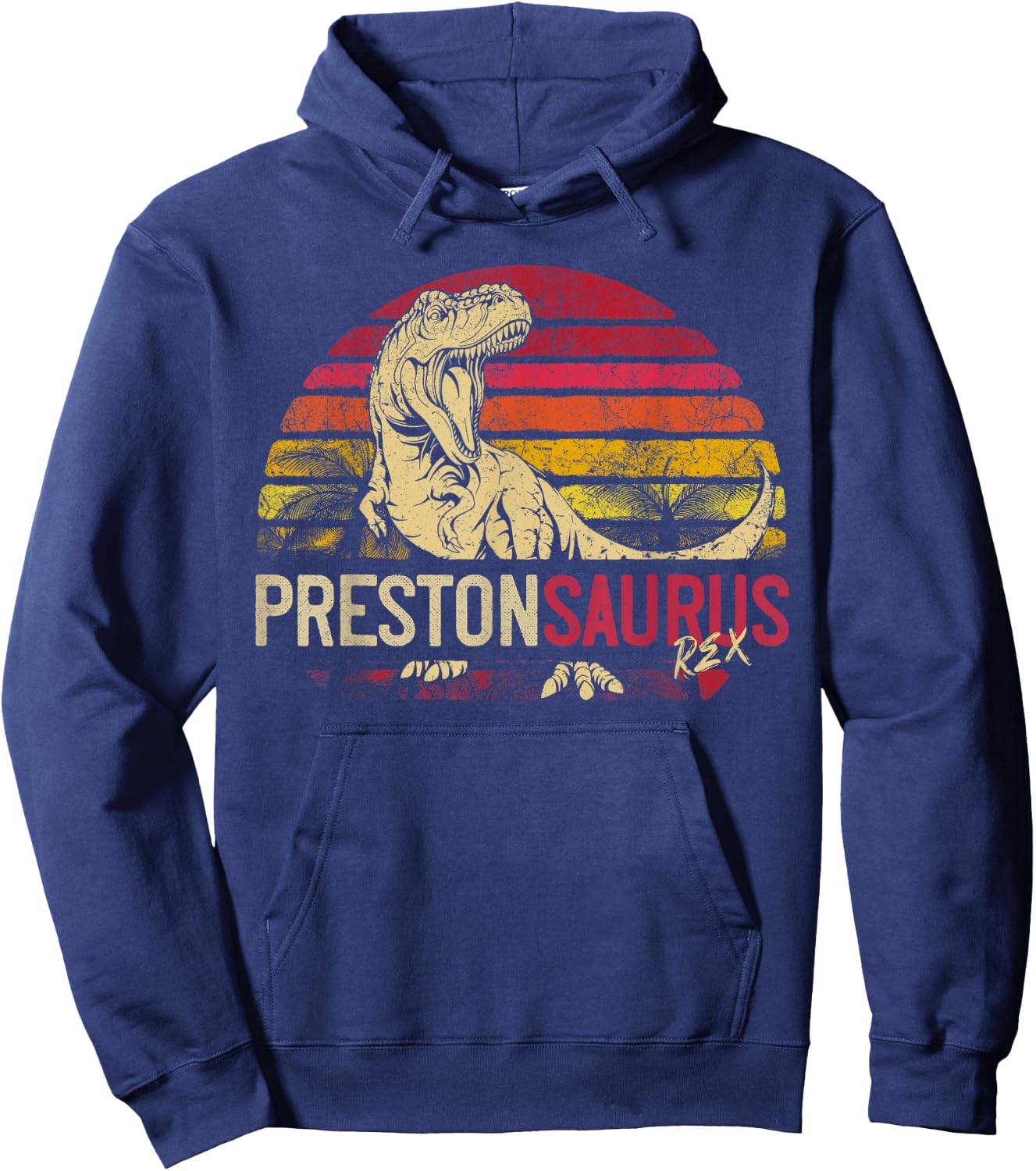 Preston Saurus Funny Personalized Dinosaur T Rex Name Gift Hoodie - Hoodie | Navy