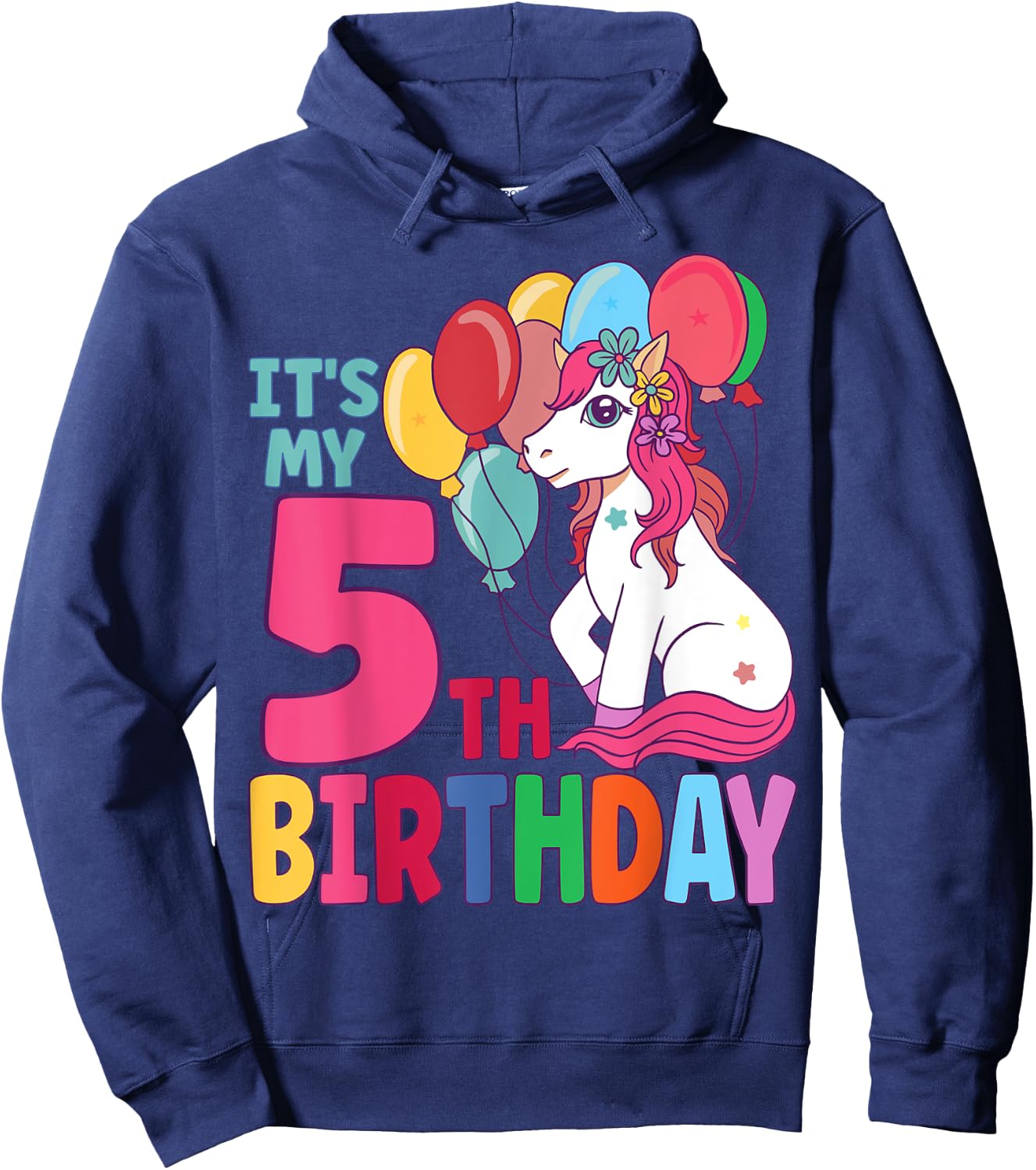 It's My 5th Birthday Unicorn Boys Girls Kids Birthday Hoodie - Hoodie | Navy