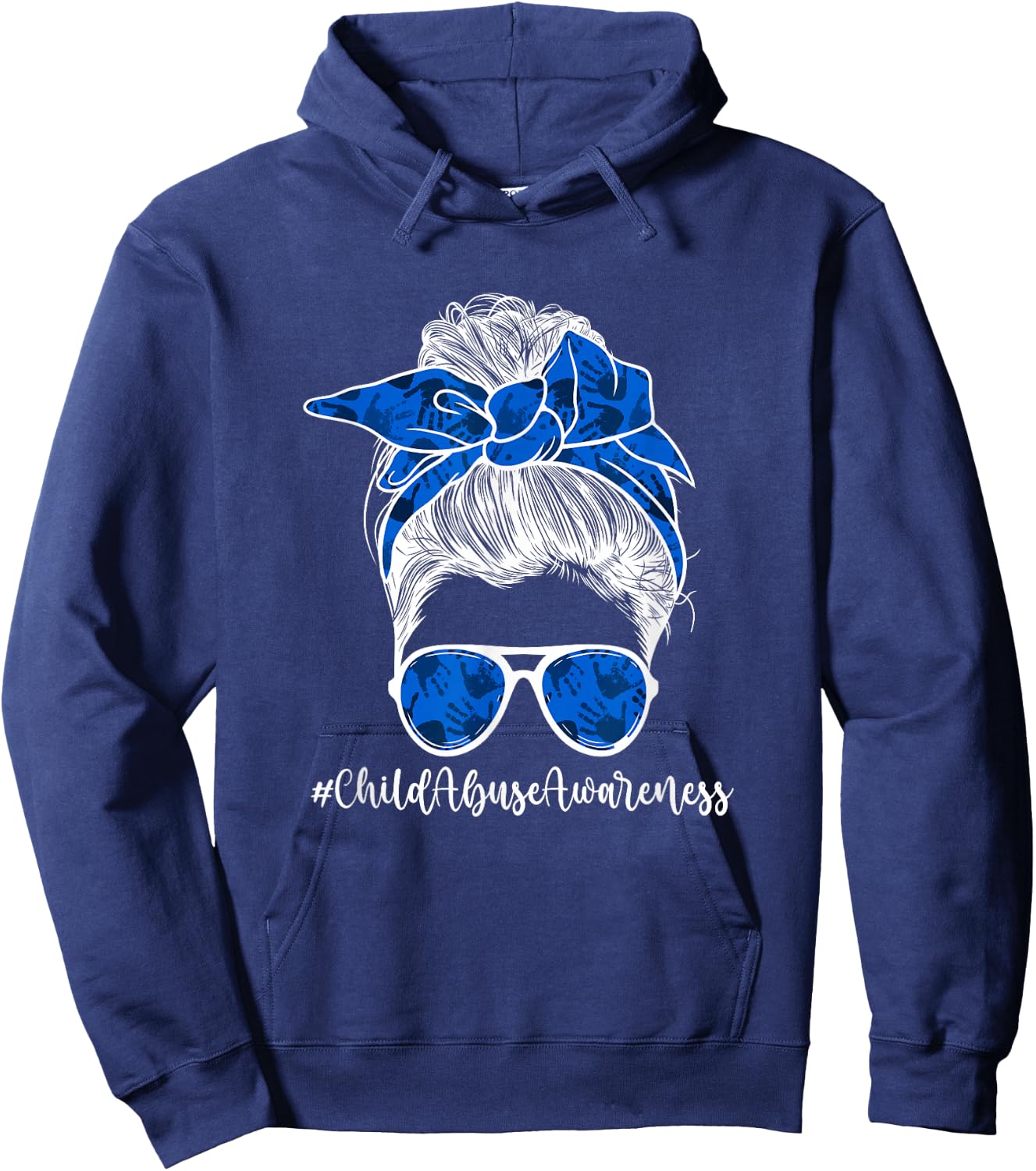 Child Abuse Awareness Messy Bun Child Abuse Prevention Month Hoodie - Hoodie | Navy