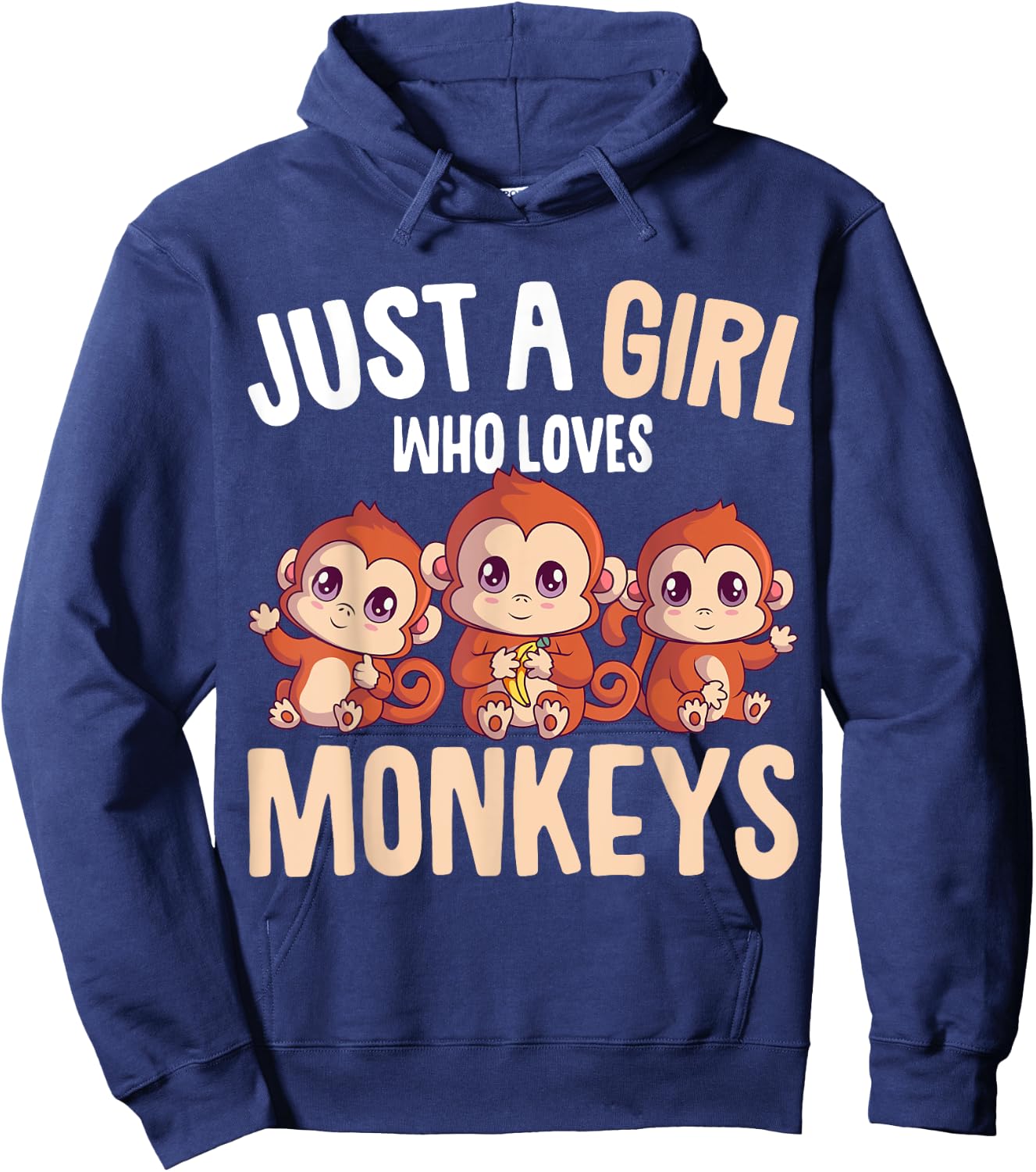Just A Girl Who Loves Monkeys Kids Hoodie - Hoodie | Navy