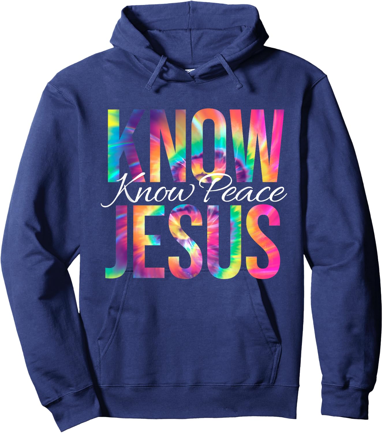 Know Jesus Know Peace Bible Verse Christian Faith Tie Dye Hoodie - Hoodie | Navy