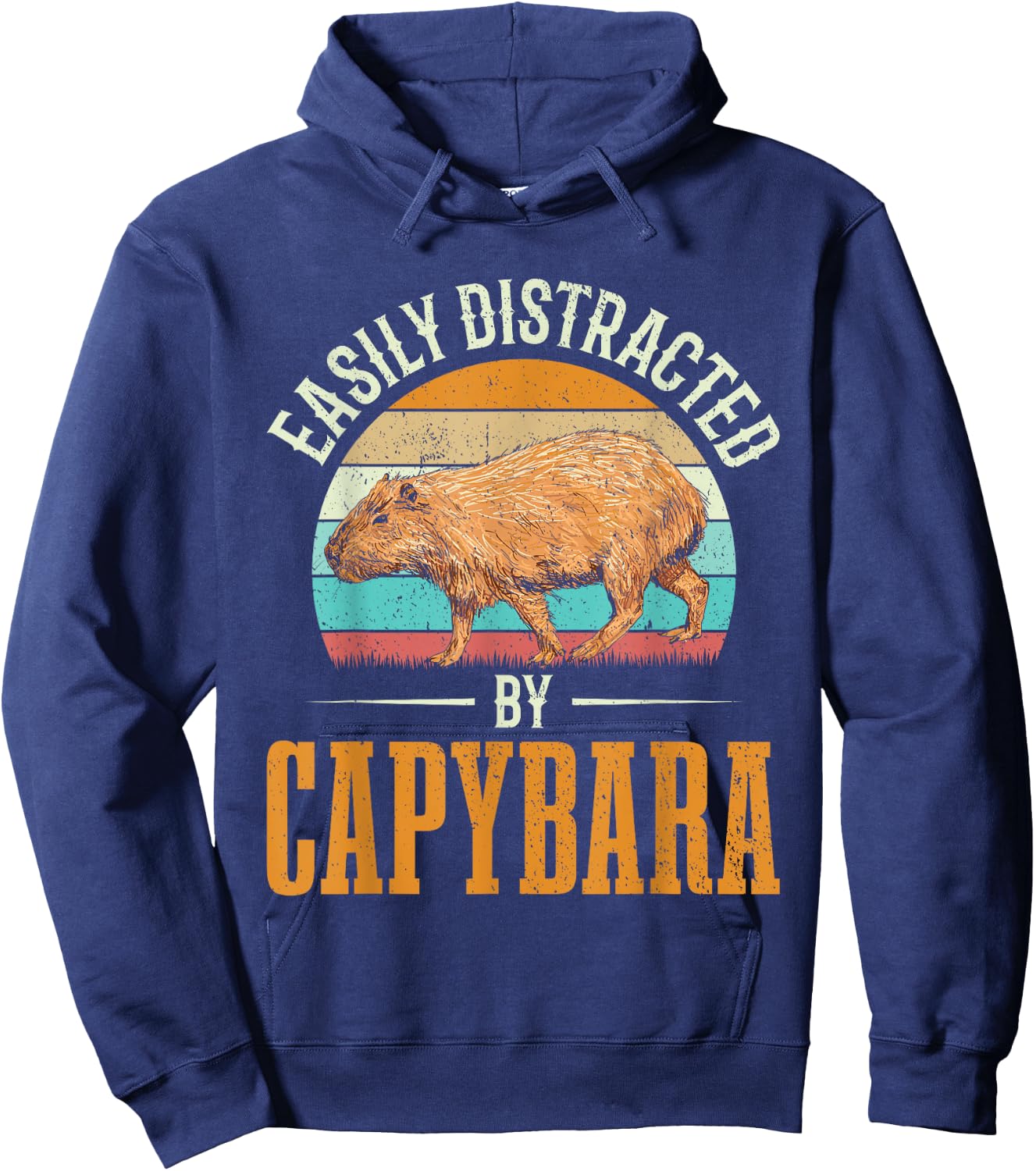 Easily Distracted By Capybara Capybaras Kapibara Funny Gift Hoodie - Hoodie | Navy
