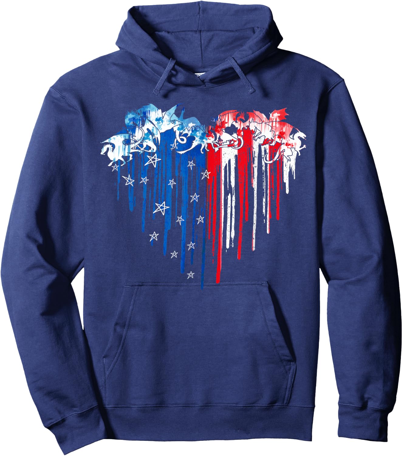 Dragon Heart American Flag July 4th Day USA Flag Patriotic Women Men Hoodie - Hoodie | Navy