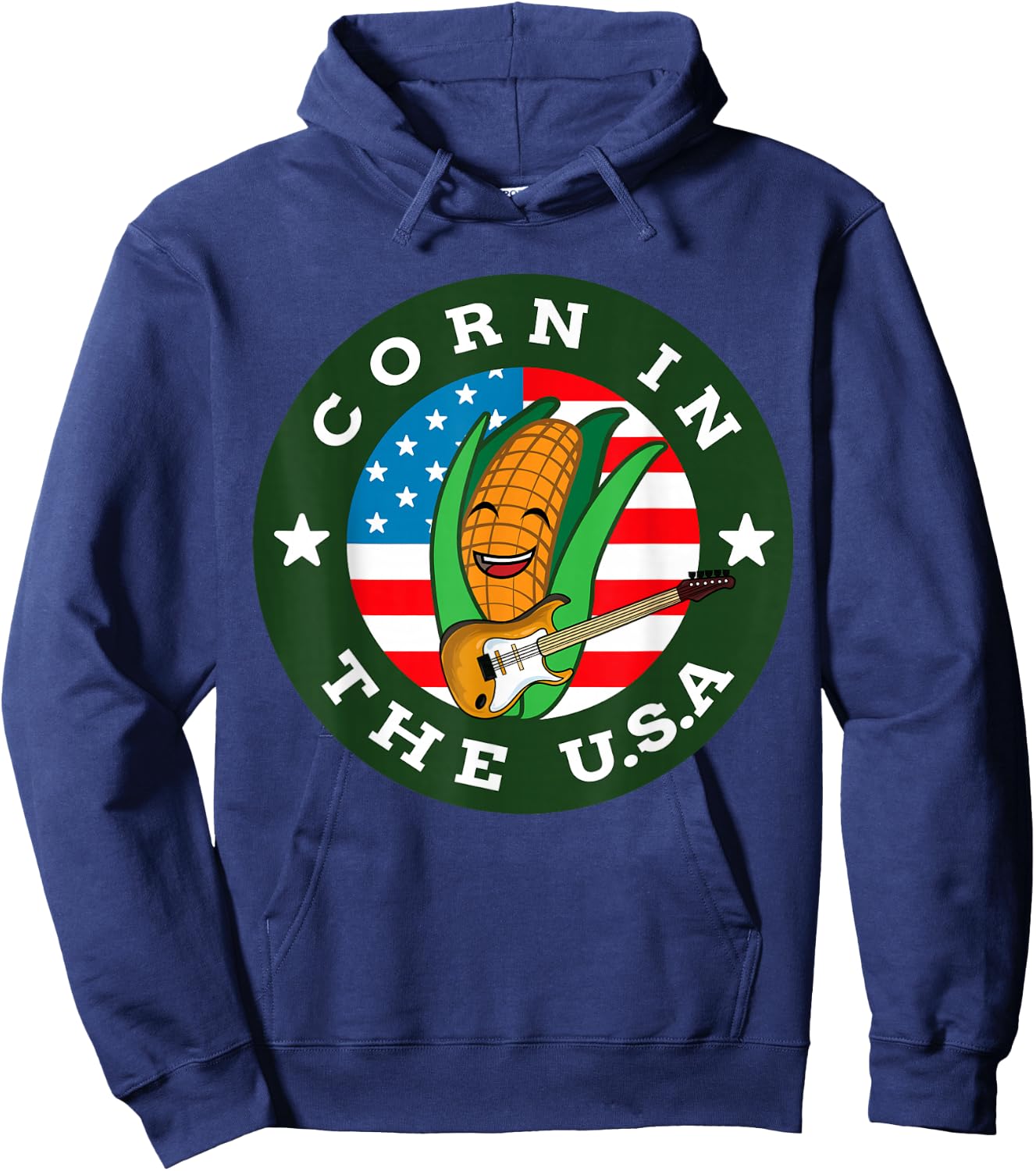 Corn In The USA Pun - American Flag Corncob Joke Hoodie - Hoodie | Navy