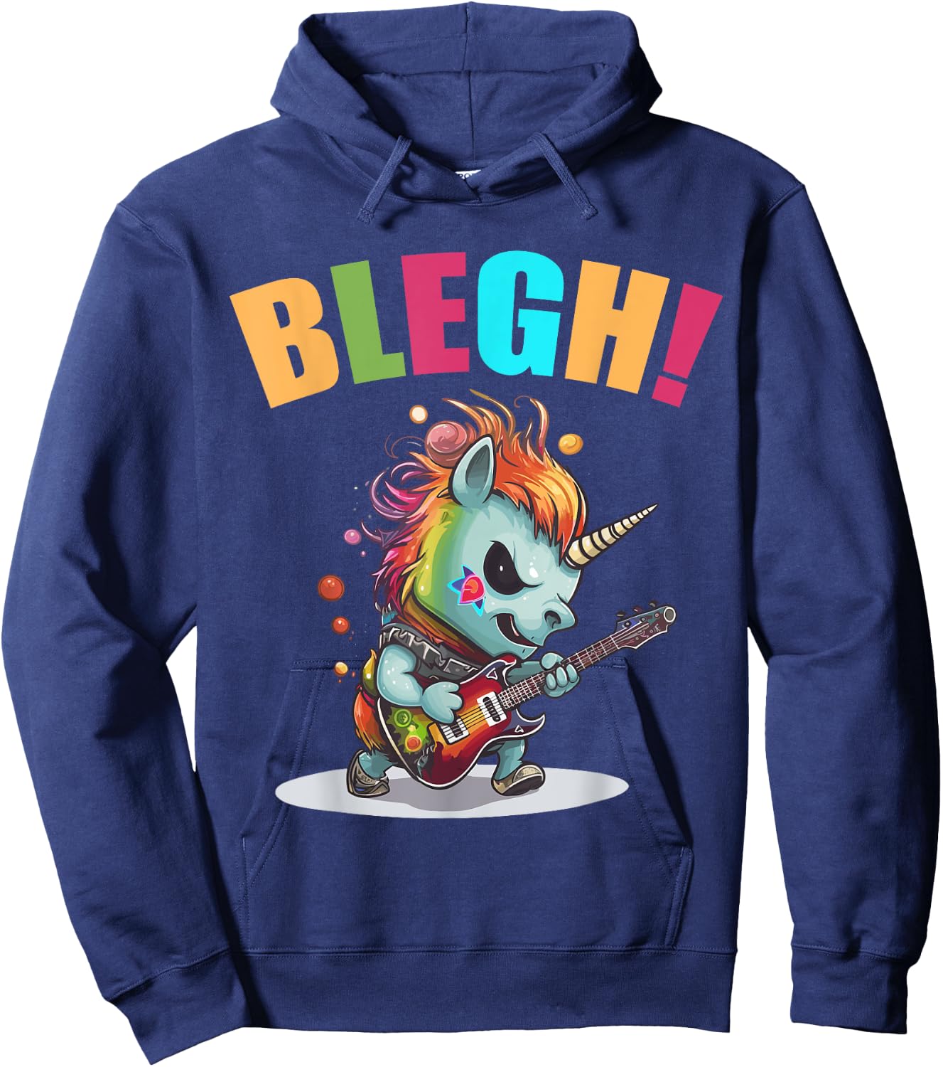 Blegh Heavy Metal Metalcore Unicorn Hoodie - Hoodie | Navy